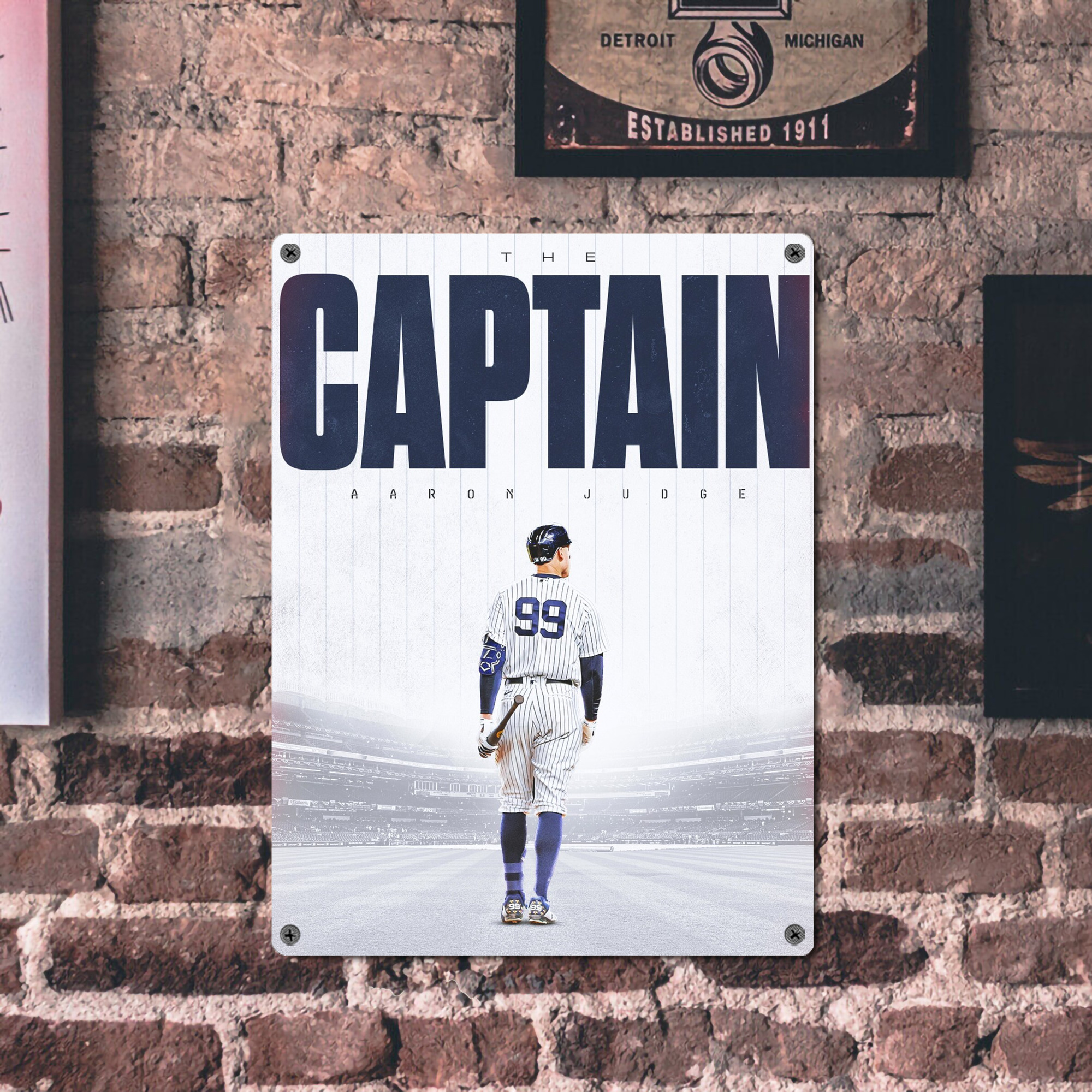 Aaron Judge Yankees Captain Vintage Metal Tin Sign 12x16inch – Retro Wall Art Decor For Home, Bar, Kitchen, Bedroom, Office – Durable Iron Sheet Poster, Easy To Hang, Full-Color Printing