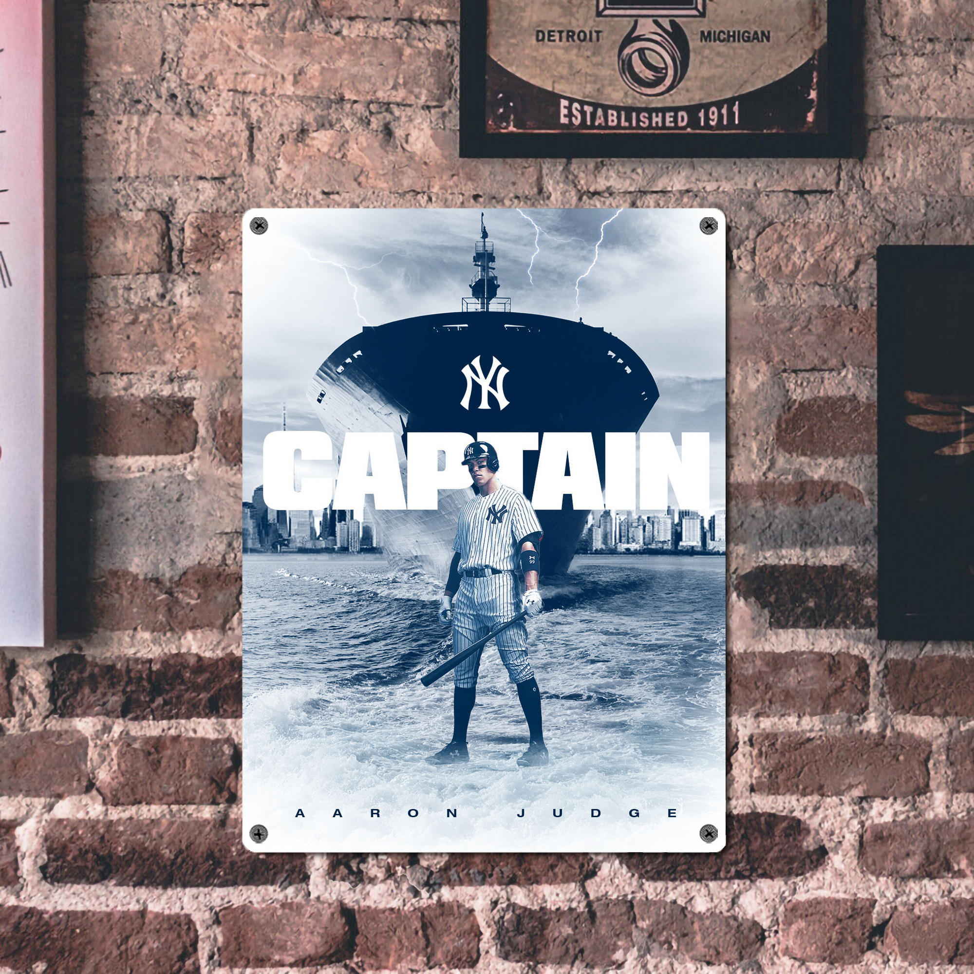 Aaron Judge Yankees Captain Vintage Metal Tin Sign 12x16inch – Retro Wall Art Decor For Home, Bar, Kitchen, Bedroom, Office – Durable Iron Sheet Poster, Easy To Hang, Full-Color Printing