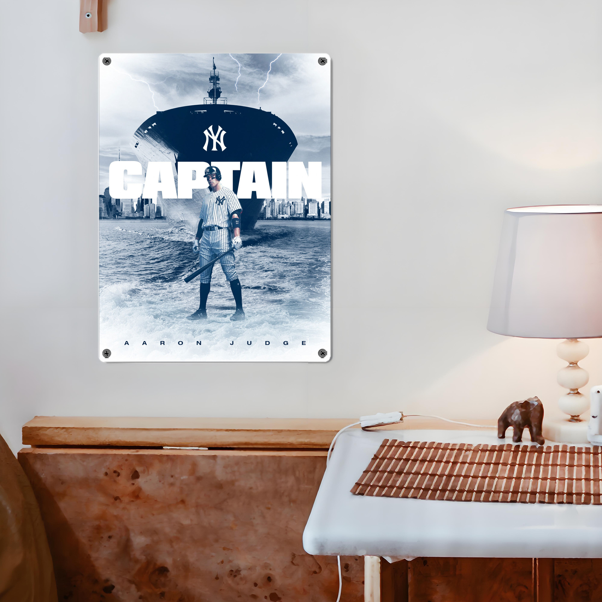 Aaron Judge Yankees Captain Vintage Metal Tin Sign 12x16inch – Retro Wall Art Decor For Home, Bar, Kitchen, Bedroom, Office – Durable Iron Sheet Poster, Easy To Hang, Full-Color Printing