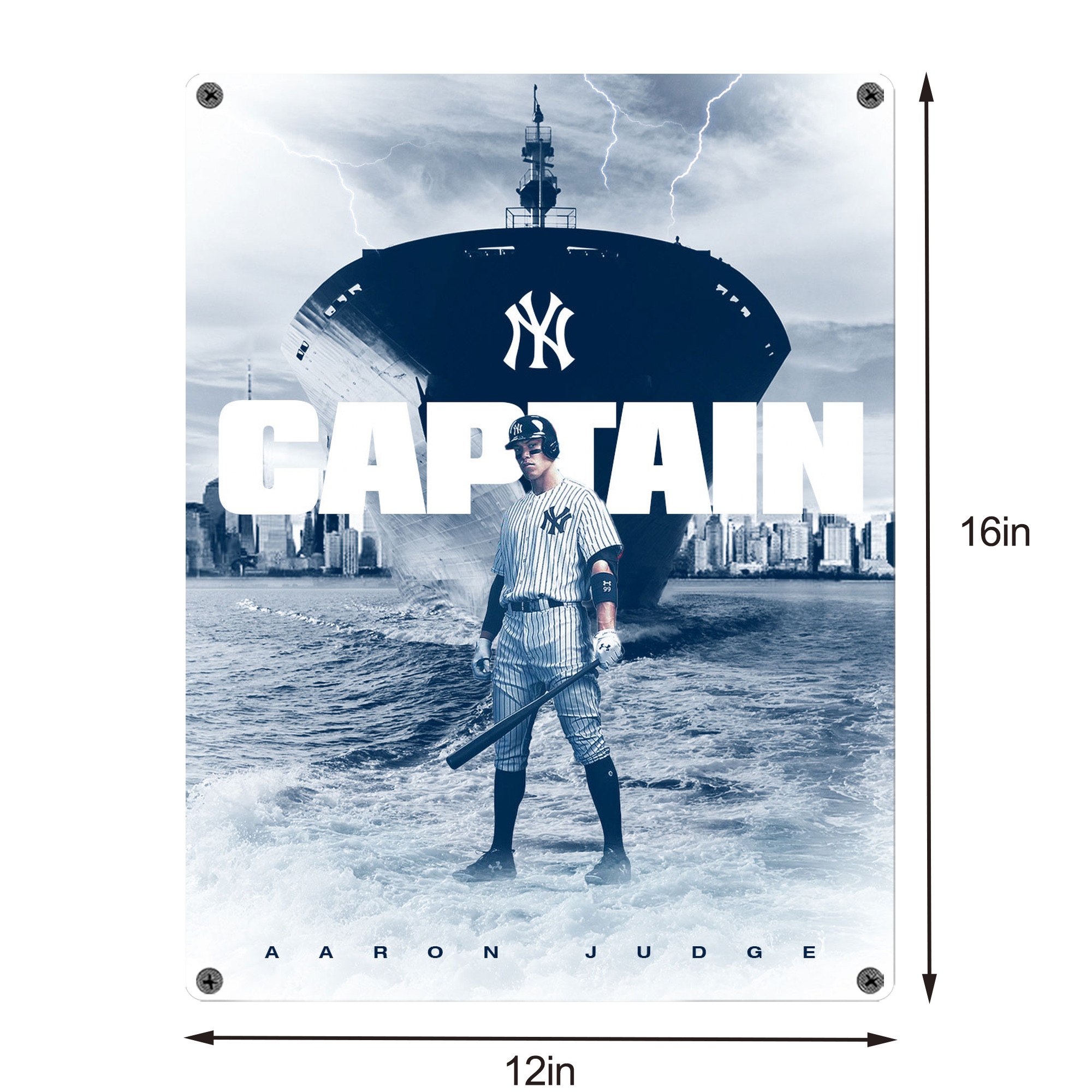 Aaron Judge Yankees Captain Vintage Metal Tin Sign 12x16inch – Retro Wall Art Decor For Home, Bar, Kitchen, Bedroom, Office – Durable Iron Sheet Poster, Easy To Hang, Full-Color Printing