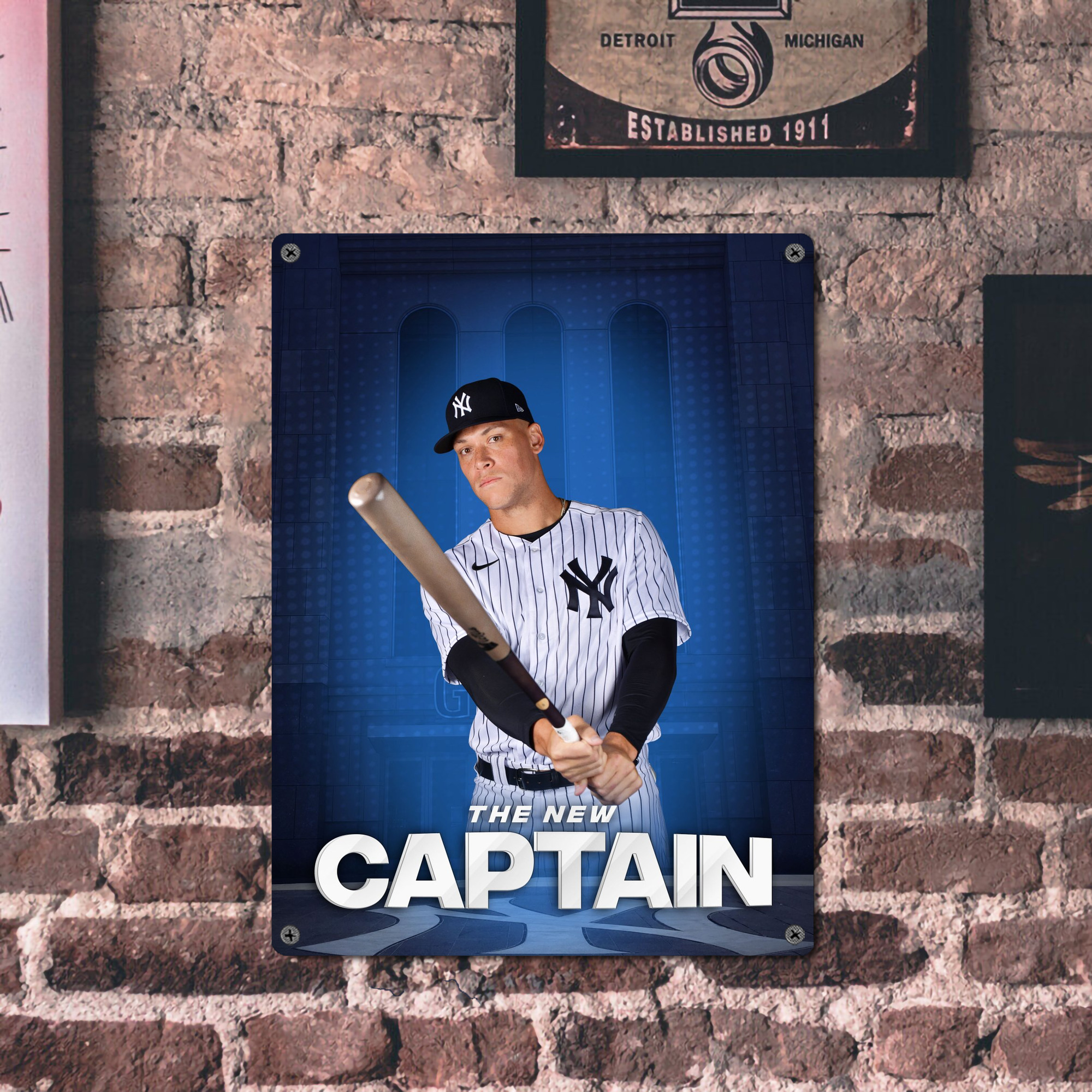 Aaron Judge Yankees Captain Vintage Metal Tin Sign 12x16inch – Retro Wall Art Decor For Home, Bar, Kitchen, Bedroom, Office – Durable Iron Sheet Poster, Easy To Hang, Full-Color Printing