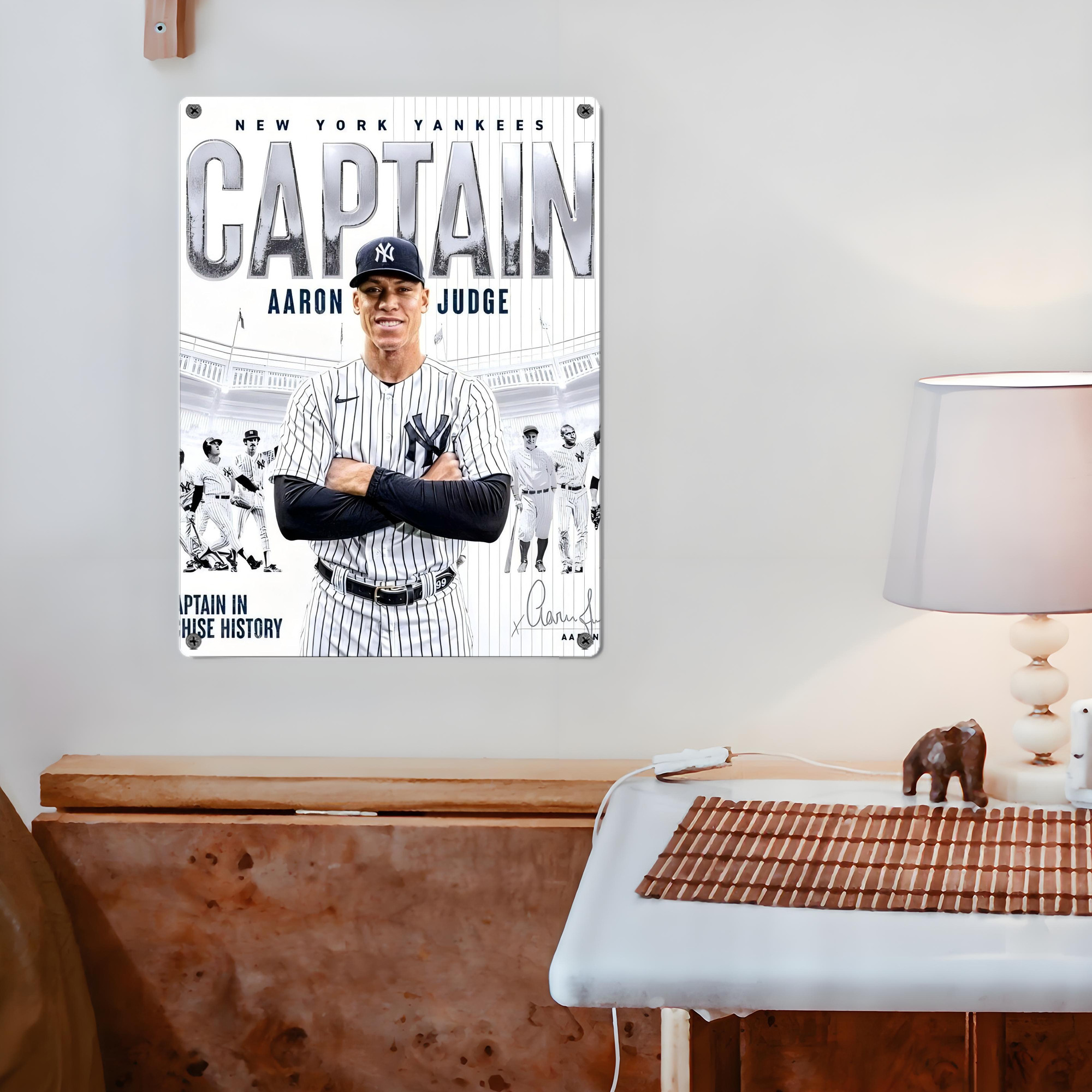 Aaron Judge Yankees Captain Vintage Metal Tin Sign 12x16inch – Retro Wall Art Decor For Home, Bar, Kitchen, Bedroom, Office – Durable Iron Sheet Poster, Easy To Hang, Full-Color Printing