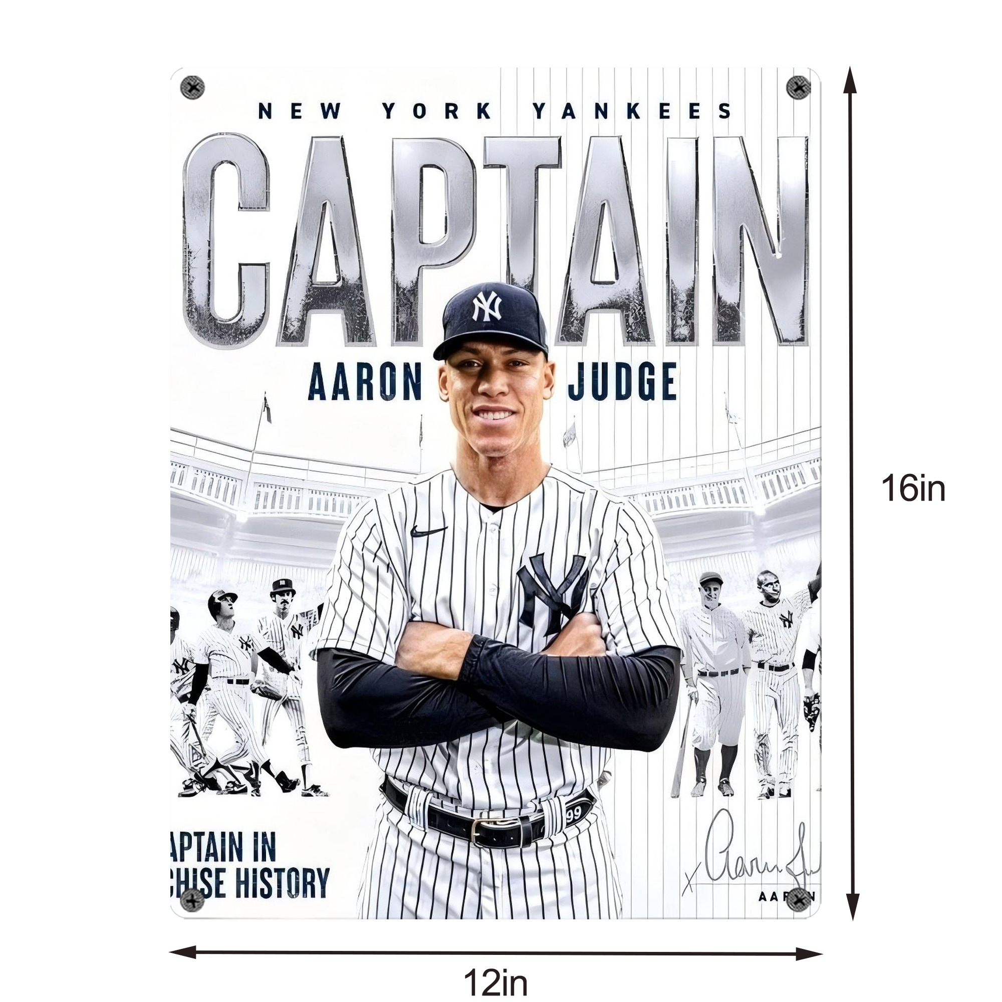 Aaron Judge Yankees Captain Vintage Metal Tin Sign 12x16inch – Retro Wall Art Decor For Home, Bar, Kitchen, Bedroom, Office – Durable Iron Sheet Poster, Easy To Hang, Full-Color Printing