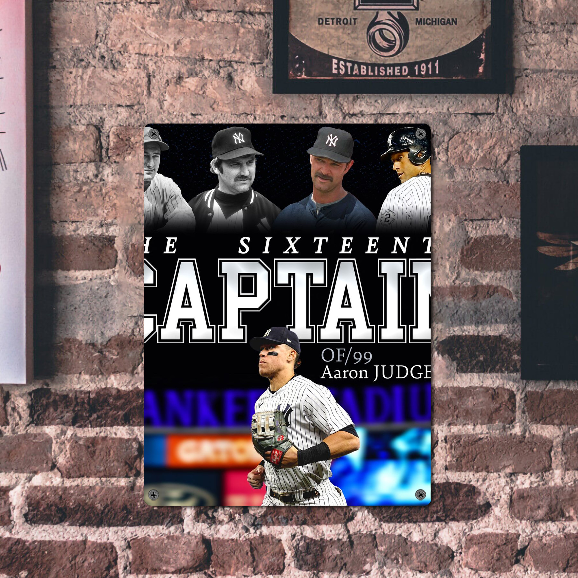 Aaron Judge Yankees Captain Vintage Metal Tin Sign 12x16inch – Retro Wall Art Decor For Home, Bar, Kitchen, Bedroom, Office – Durable Iron Sheet Poster, Easy To Hang, Full-Color Printing