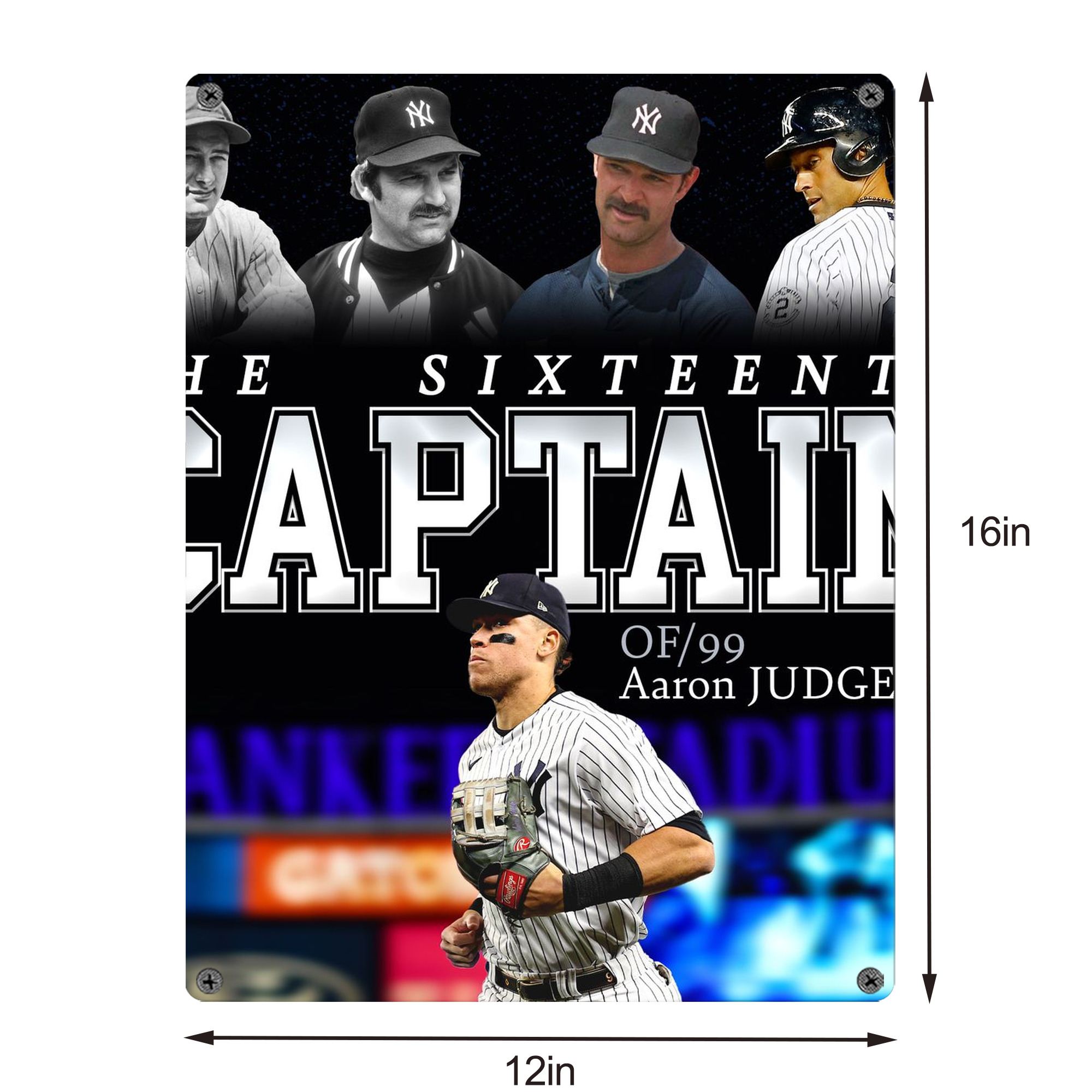 Aaron Judge Yankees Captain Vintage Metal Tin Sign 12x16inch – Retro Wall Art Decor For Home, Bar, Kitchen, Bedroom, Office – Durable Iron Sheet Poster, Easy To Hang, Full-Color Printing