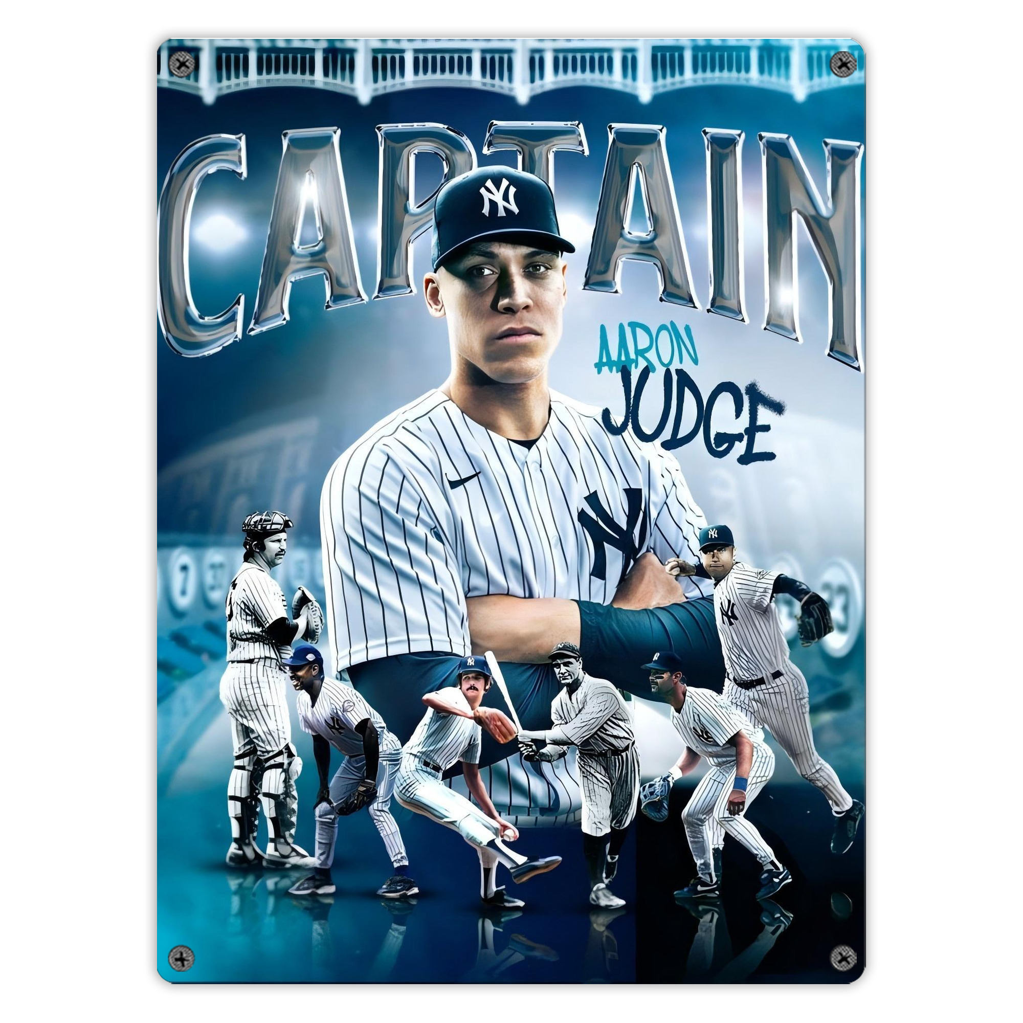 Aaron Judge Yankees Captain Vintage Metal Tin Sign 12x16inch – Retro Wall Art Decor For Home, Bar, Kitchen, Bedroom, Office – Durable Iron Sheet Poster, Easy To Hang, Full-Color Printing