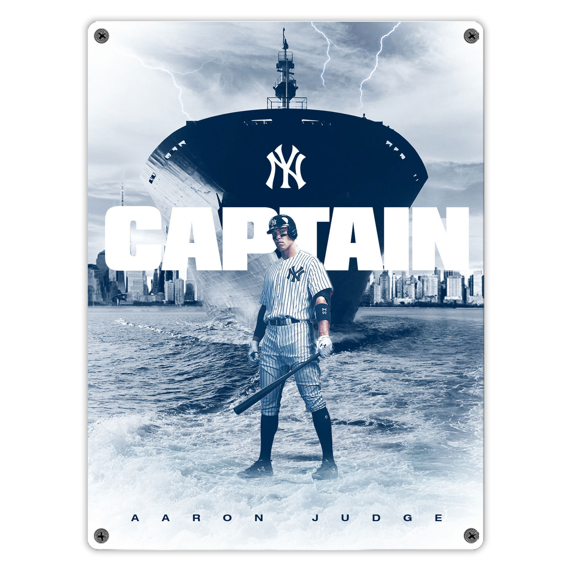 Aaron Judge Yankees Captain Vintage Metal Tin Sign 12x16inch – Retro Wall Art Decor For Home, Bar, Kitchen, Bedroom, Office – Durable Iron Sheet Poster, Easy To Hang, Full-Color Printing