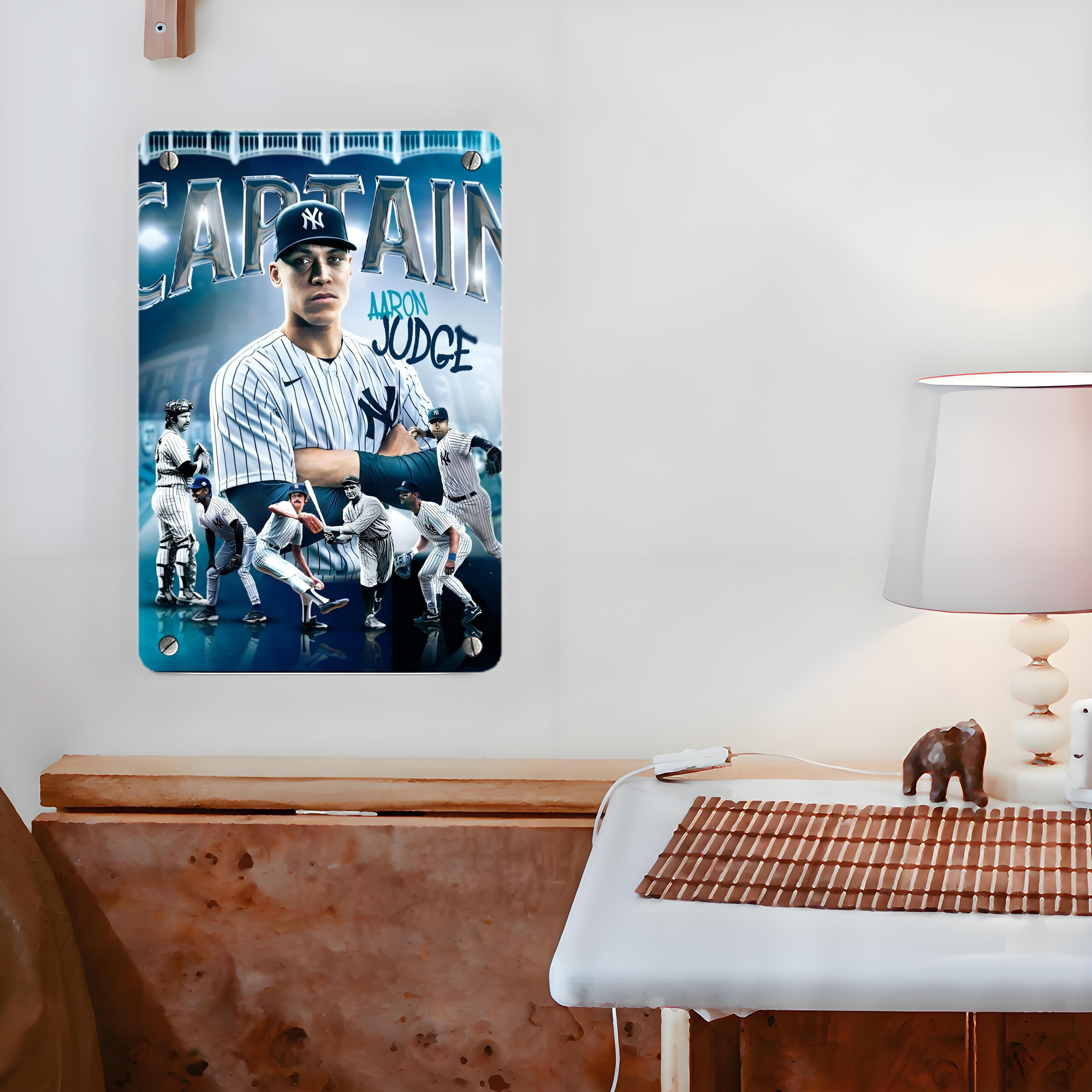 Aaron Judge Yankees Captain Metal Tin Sign 8x12inch - High-Quality Full-Print Decorative Wall Art, Durable Rust-Resistant Metal Plaque For Living Room, Bedroom, Kitchen, Office, Bar Décor