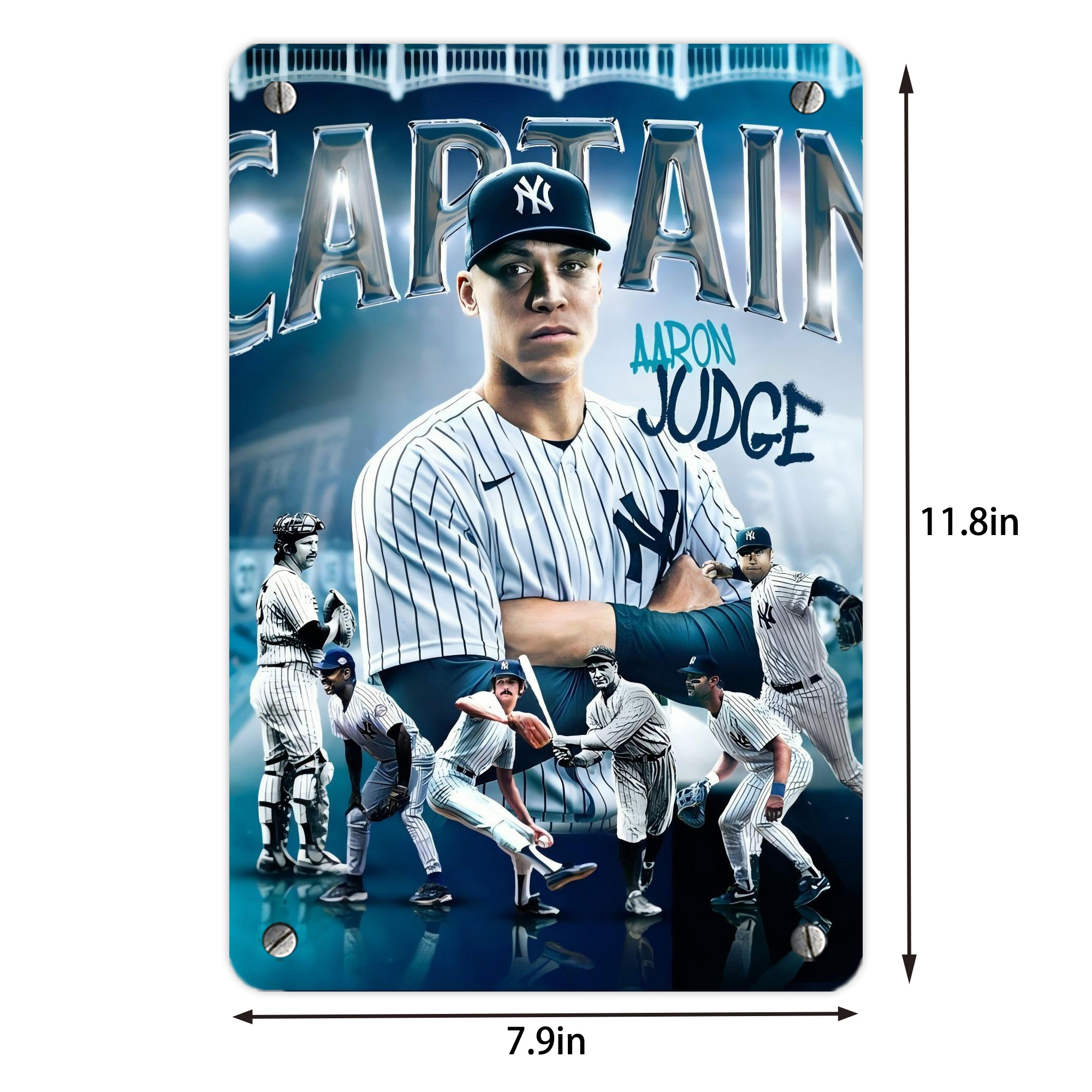 Aaron Judge Yankees Captain Metal Tin Sign 8x12inch - High-Quality Full-Print Decorative Wall Art, Durable Rust-Resistant Metal Plaque For Living Room, Bedroom, Kitchen, Office, Bar Décor