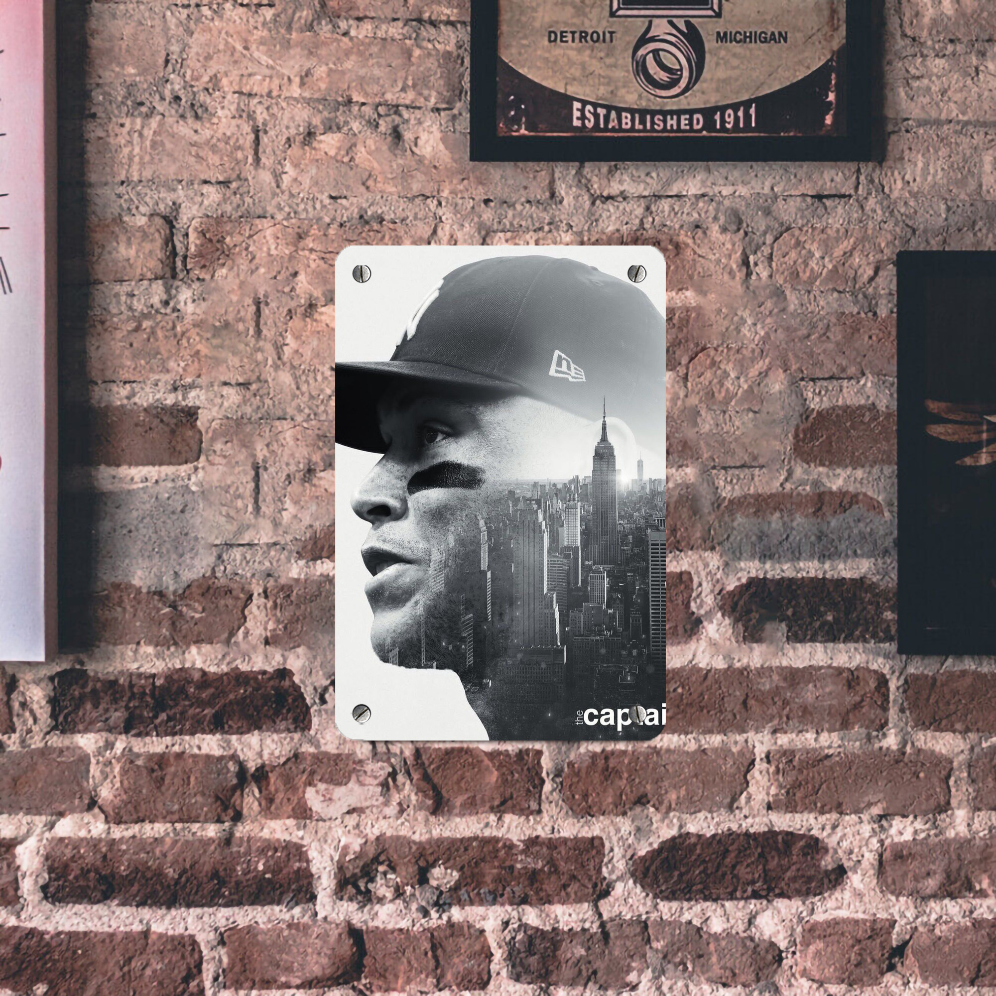 Aaron Judge Yankees Captain Metal Tin Sign 8x12inch - High-Quality Full-Print Decorative Wall Art, Durable Rust-Resistant Metal Plaque For Living Room, Bedroom, Kitchen, Office, Bar Décor