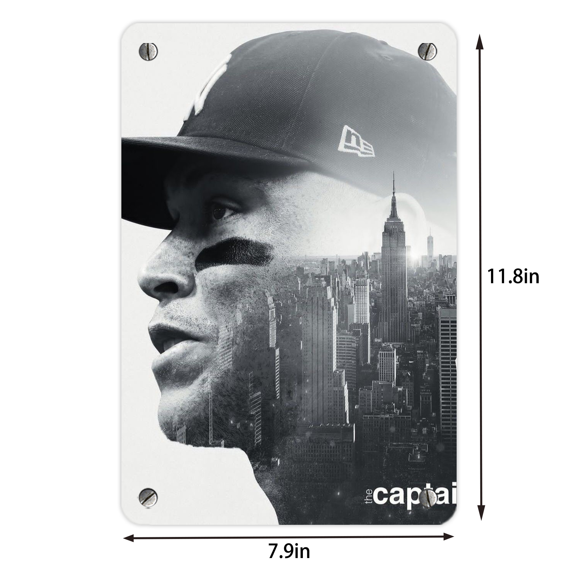 Aaron Judge Yankees Captain Metal Tin Sign 8x12inch - High-Quality Full-Print Decorative Wall Art, Durable Rust-Resistant Metal Plaque For Living Room, Bedroom, Kitchen, Office, Bar Décor