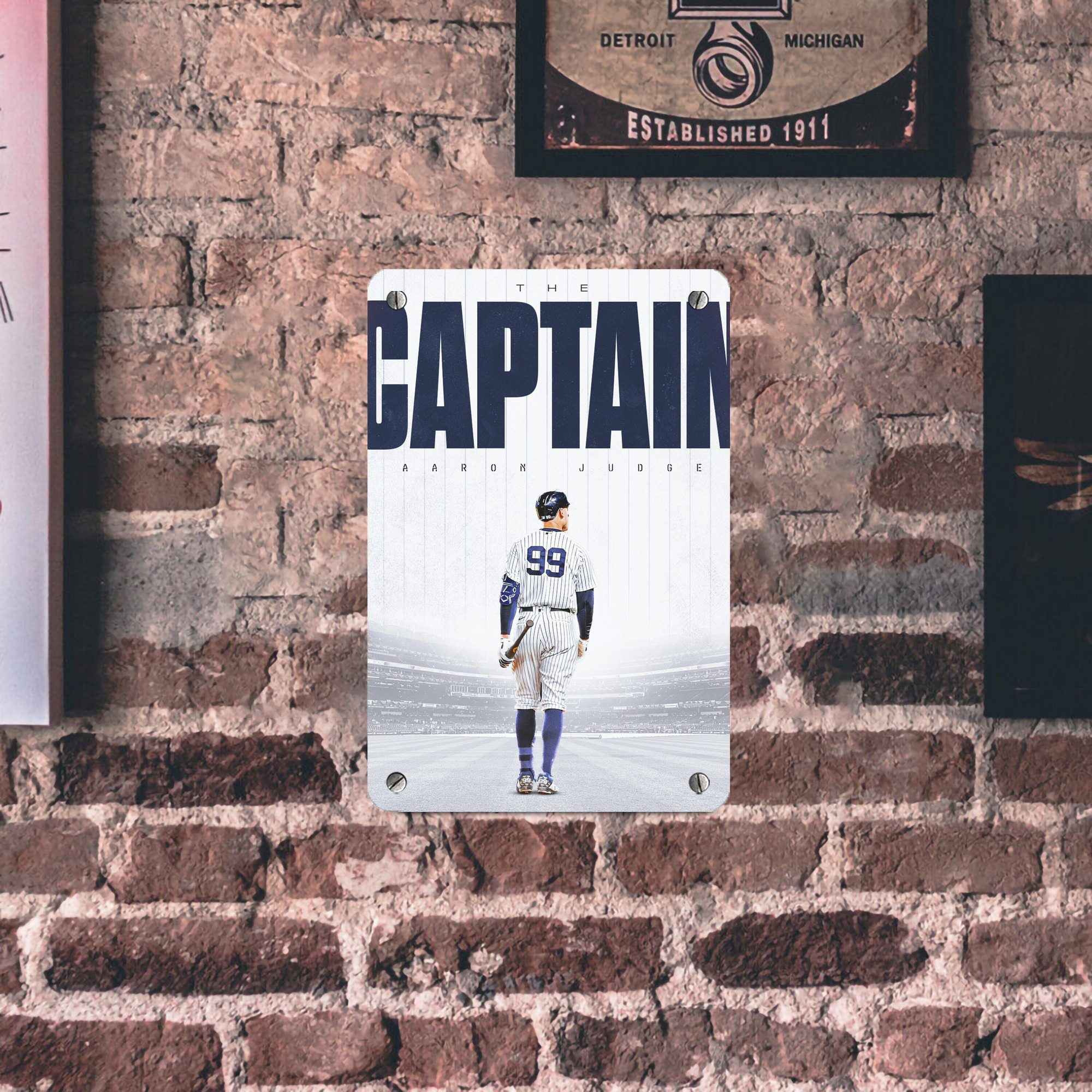 Aaron Judge Yankees Captain Metal Tin Sign 8x12inch - High-Quality Full-Print Decorative Wall Art, Durable Rust-Resistant Metal Plaque For Living Room, Bedroom, Kitchen, Office, Bar Décor