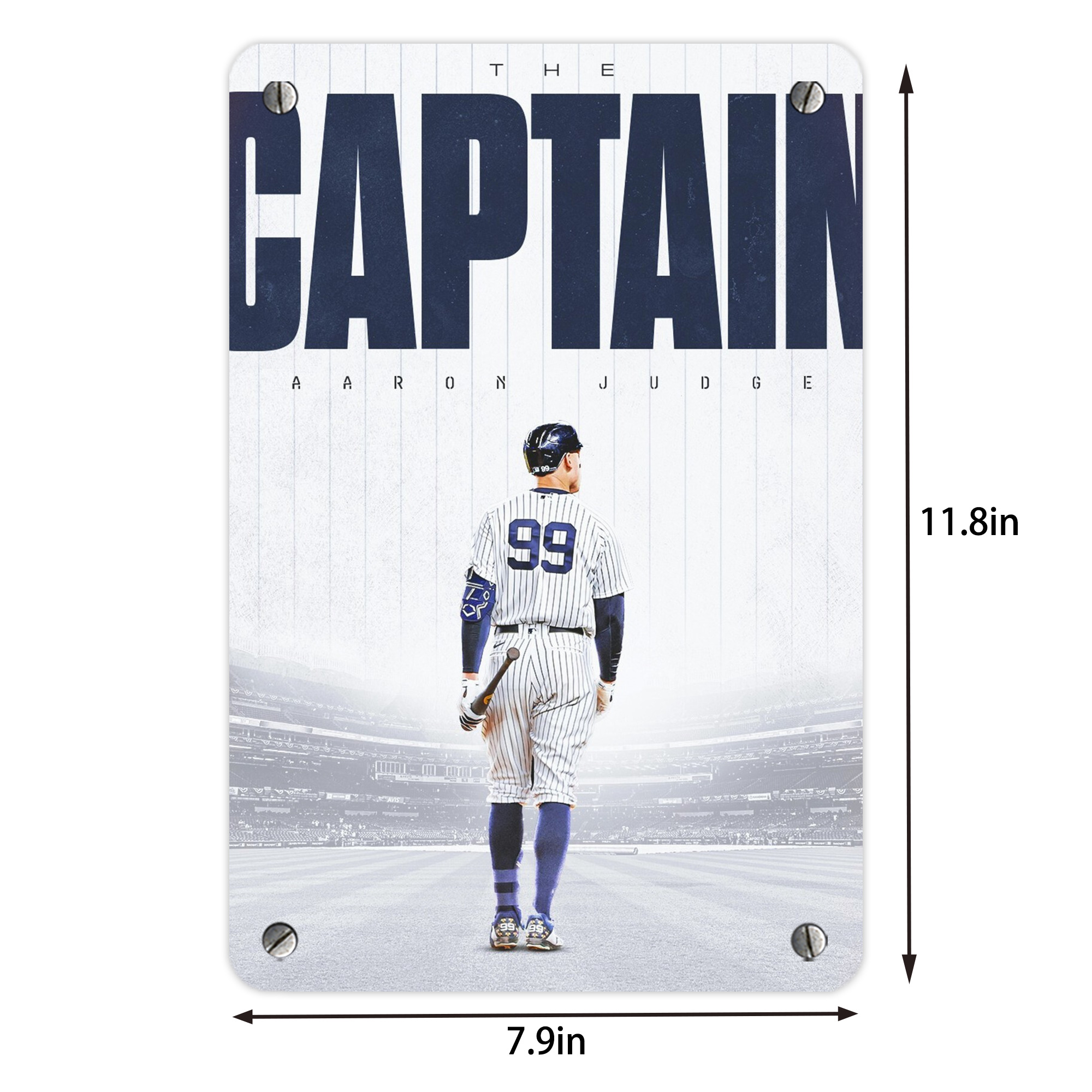 Aaron Judge Yankees Captain Metal Tin Sign 8x12inch - High-Quality Full-Print Decorative Wall Art, Durable Rust-Resistant Metal Plaque For Living Room, Bedroom, Kitchen, Office, Bar Décor