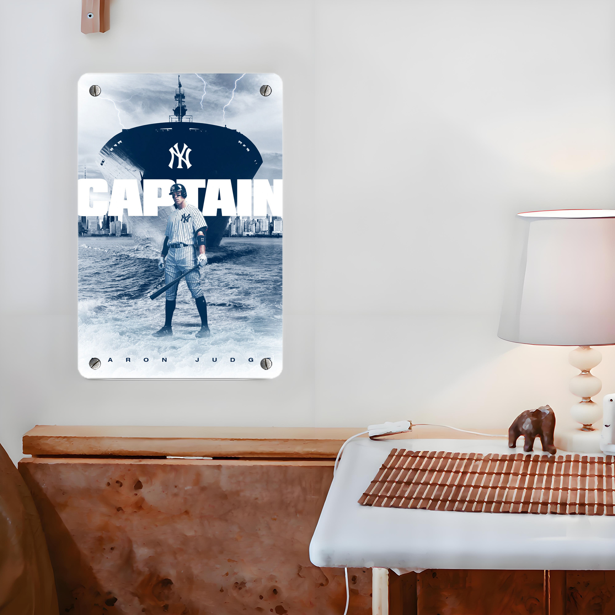 Aaron Judge Yankees Captain Metal Tin Sign 8x12inch - High-Quality Full-Print Decorative Wall Art, Durable Rust-Resistant Metal Plaque For Living Room, Bedroom, Kitchen, Office, Bar Décor