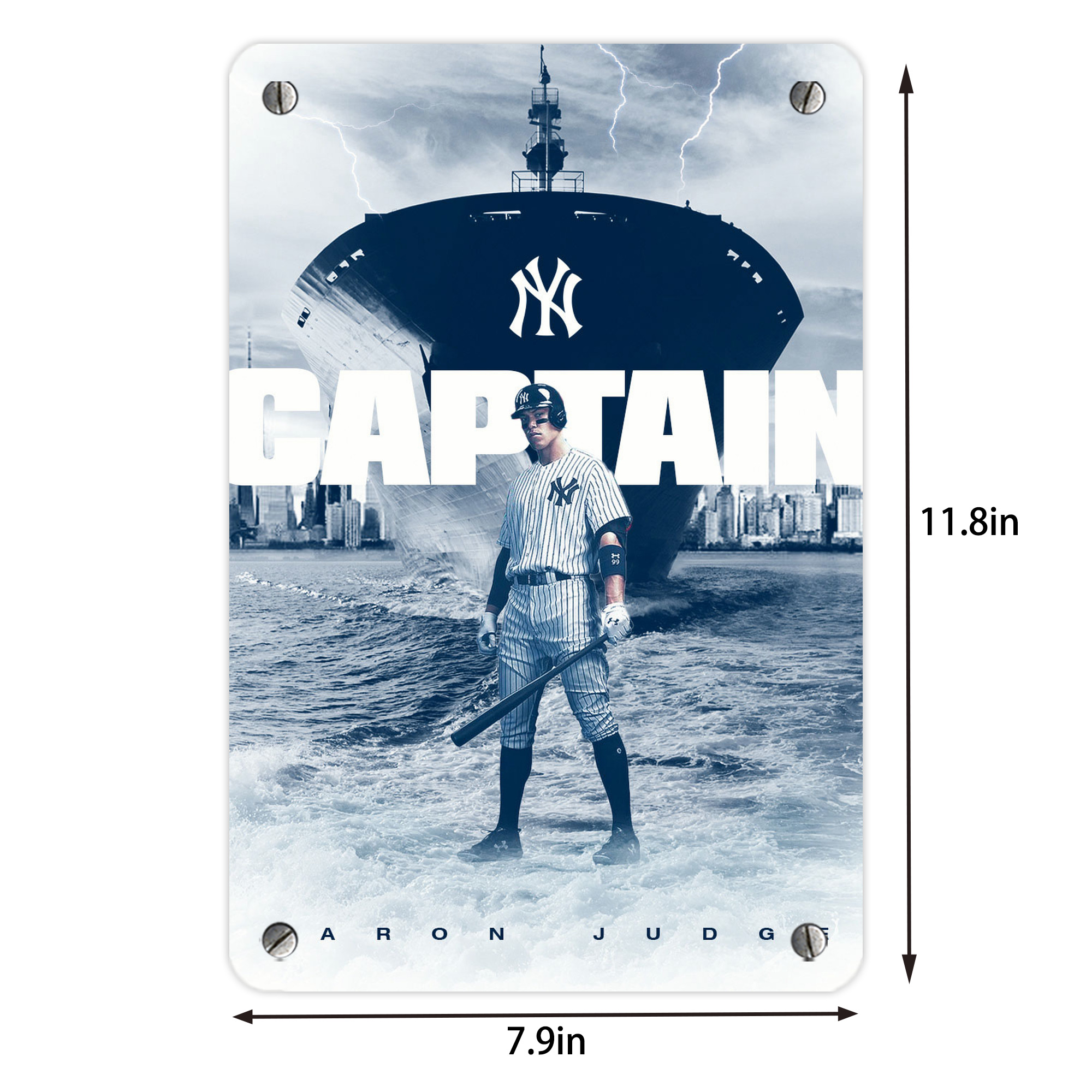 Aaron Judge Yankees Captain Metal Tin Sign 8x12inch - High-Quality Full-Print Decorative Wall Art, Durable Rust-Resistant Metal Plaque For Living Room, Bedroom, Kitchen, Office, Bar Décor
