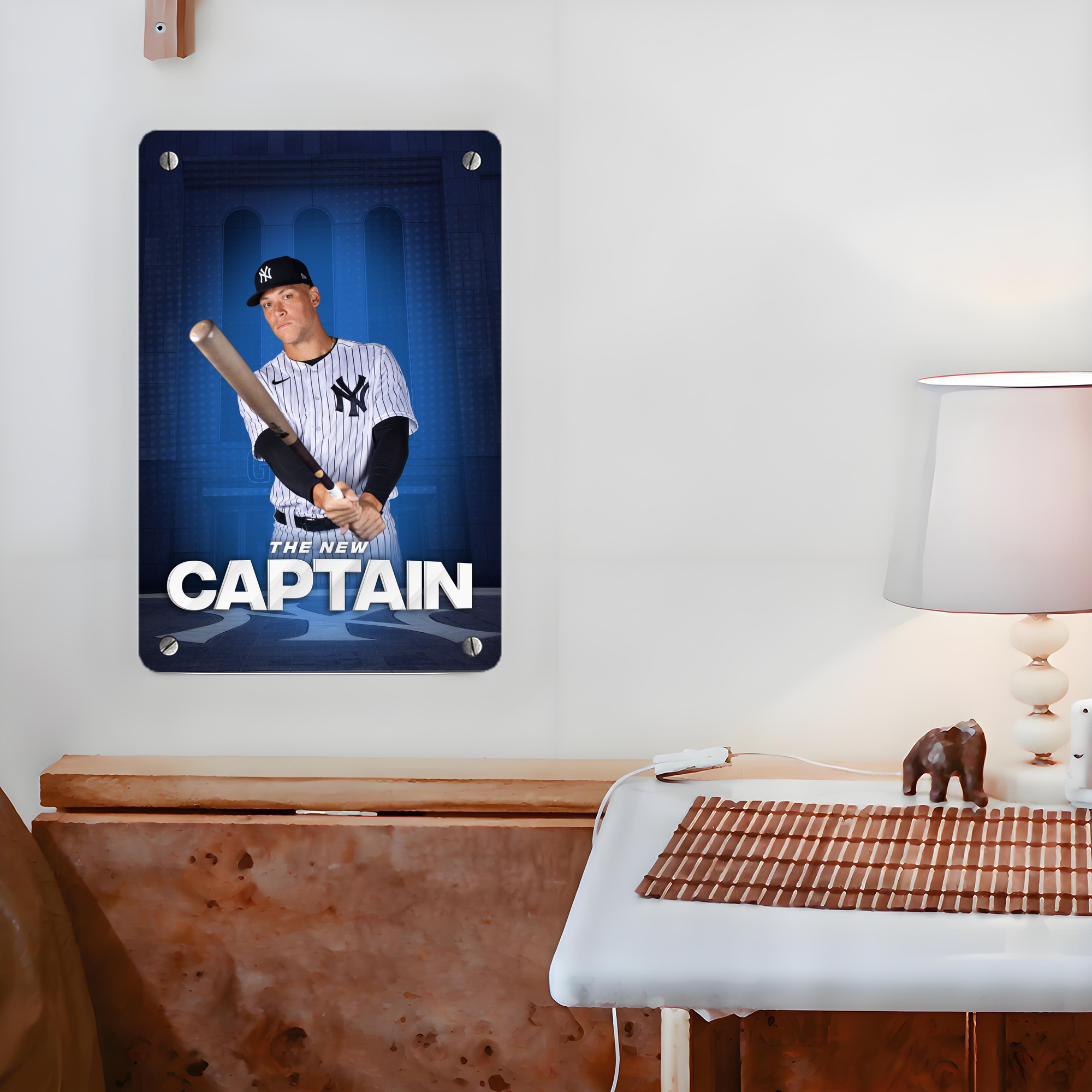 Aaron Judge Yankees Captain Metal Tin Sign 8x12inch - High-Quality Full-Print Decorative Wall Art, Durable Rust-Resistant Metal Plaque For Living Room, Bedroom, Kitchen, Office, Bar Décor