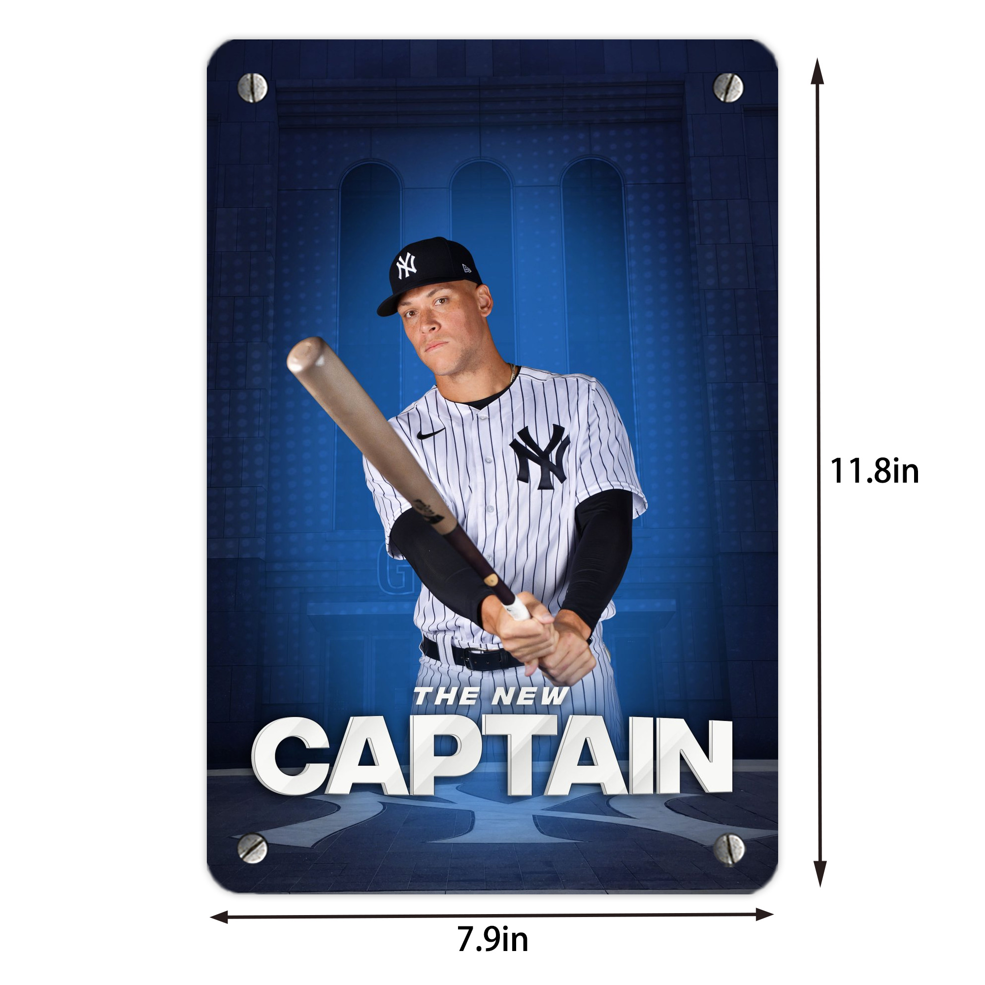 Aaron Judge Yankees Captain Metal Tin Sign 8x12inch - High-Quality Full-Print Decorative Wall Art, Durable Rust-Resistant Metal Plaque For Living Room, Bedroom, Kitchen, Office, Bar Décor