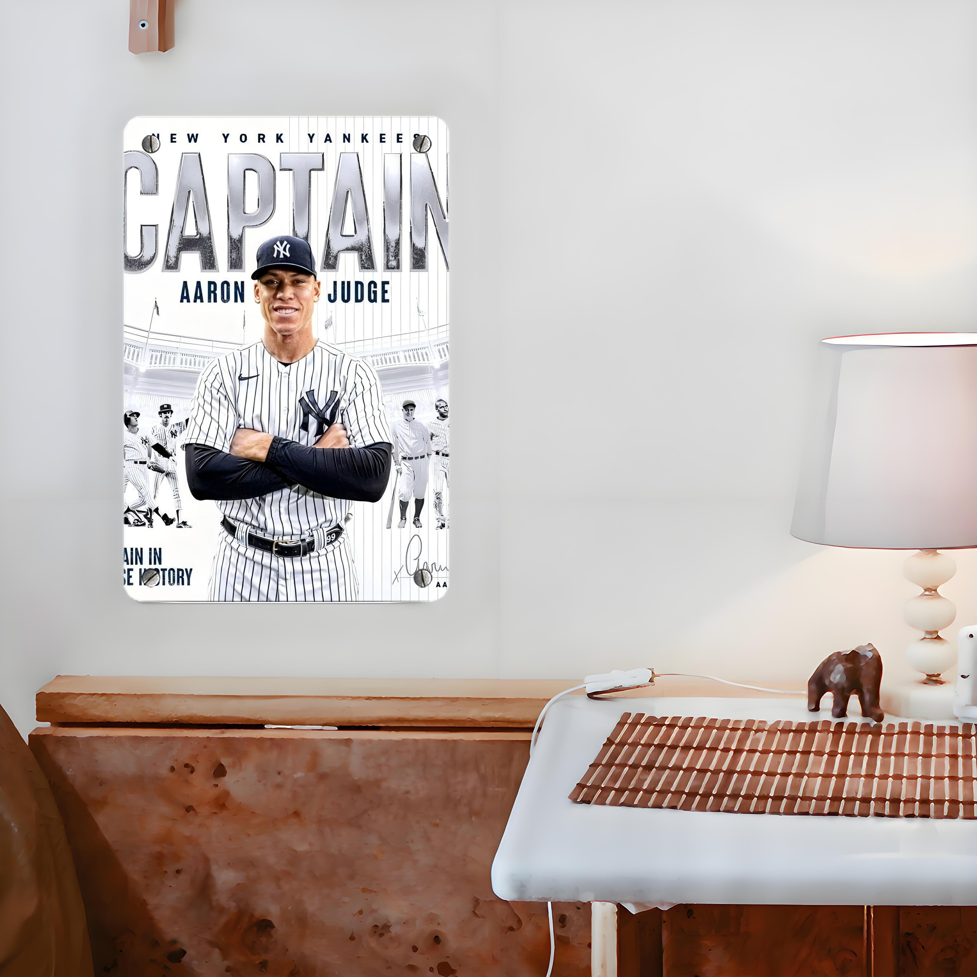Aaron Judge Yankees Captain Metal Tin Sign 8x12inch - High-Quality Full-Print Decorative Wall Art, Durable Rust-Resistant Metal Plaque For Living Room, Bedroom, Kitchen, Office, Bar Décor
