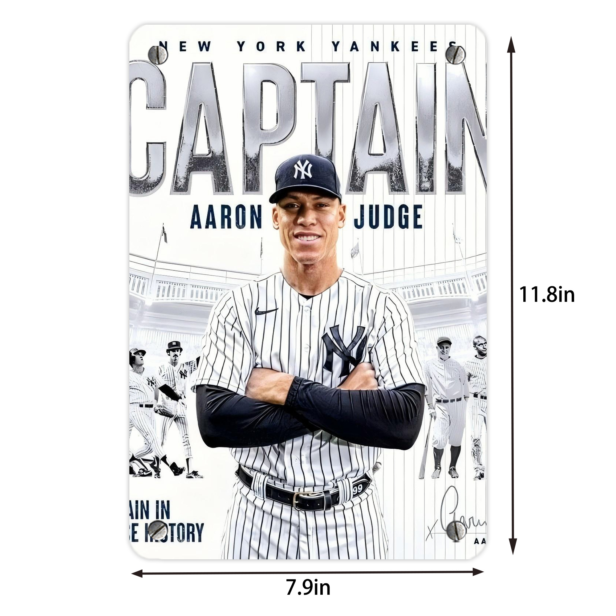 Aaron Judge Yankees Captain Metal Tin Sign 8x12inch - High-Quality Full-Print Decorative Wall Art, Durable Rust-Resistant Metal Plaque For Living Room, Bedroom, Kitchen, Office, Bar Décor