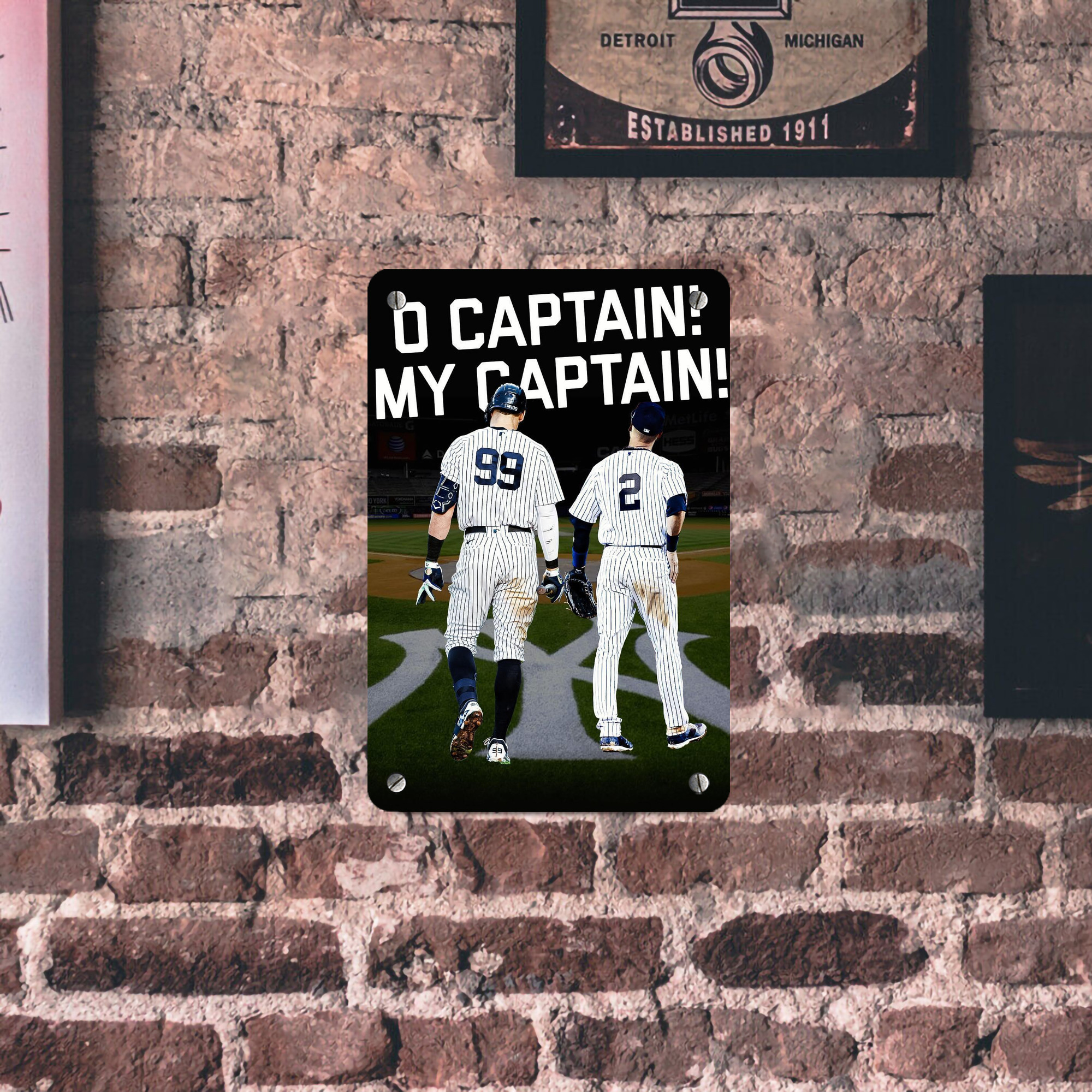 Aaron Judge Yankees Captain Metal Tin Sign 8x12inch - High-Quality Full-Print Decorative Wall Art, Durable Rust-Resistant Metal Plaque For Living Room, Bedroom, Kitchen, Office, Bar Décor