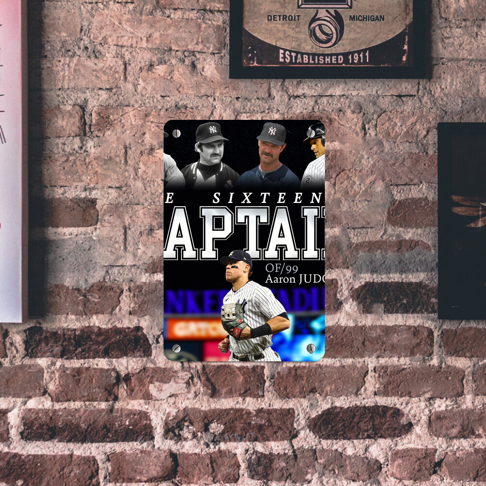 Aaron Judge Yankees Captain Metal Tin Sign 8x12inch - High-Quality Full-Print Decorative Wall Art, Durable Rust-Resistant Metal Plaque For Living Room, Bedroom, Kitchen, Office, Bar Décor