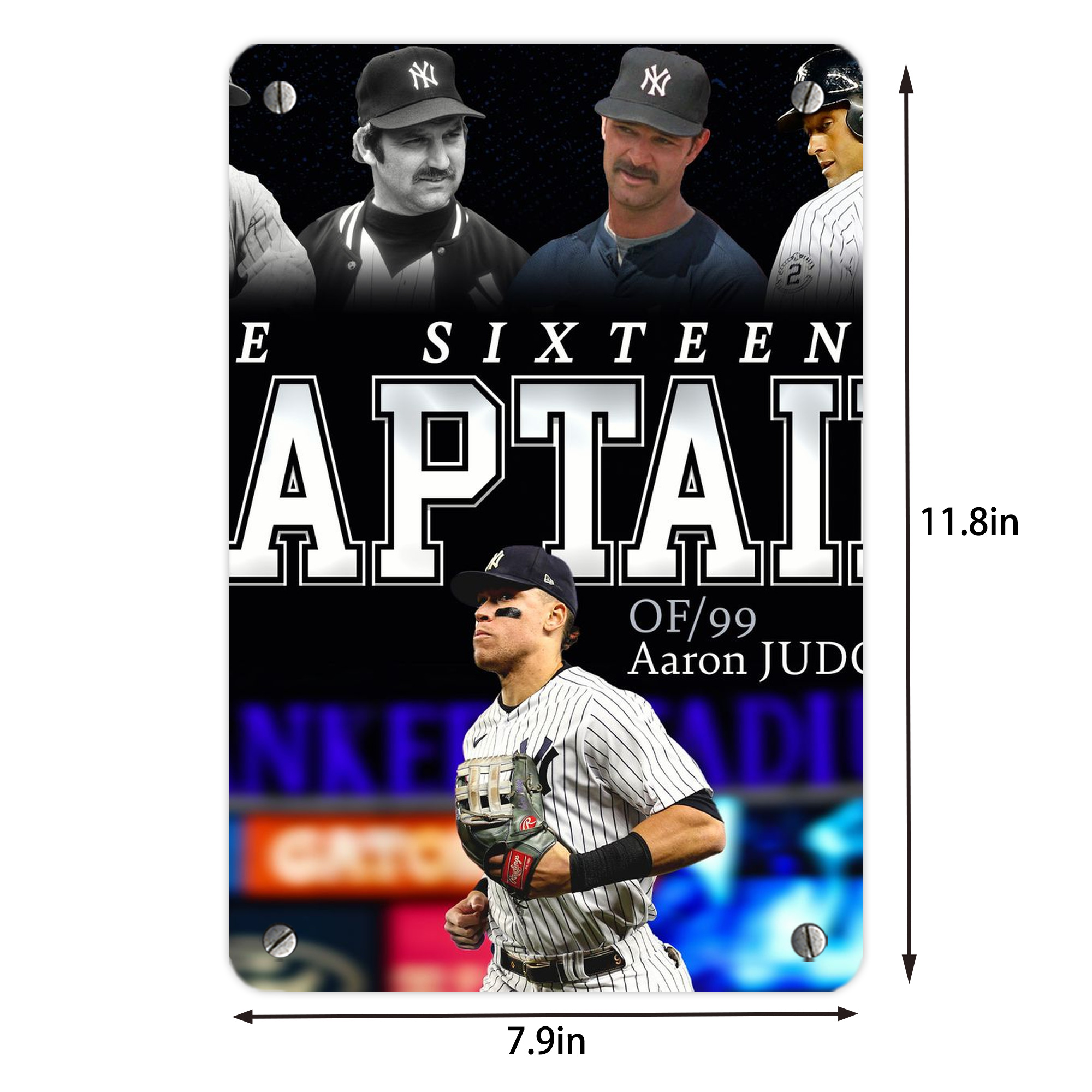 Aaron Judge Yankees Captain Metal Tin Sign 8x12inch - High-Quality Full-Print Decorative Wall Art, Durable Rust-Resistant Metal Plaque For Living Room, Bedroom, Kitchen, Office, Bar Décor