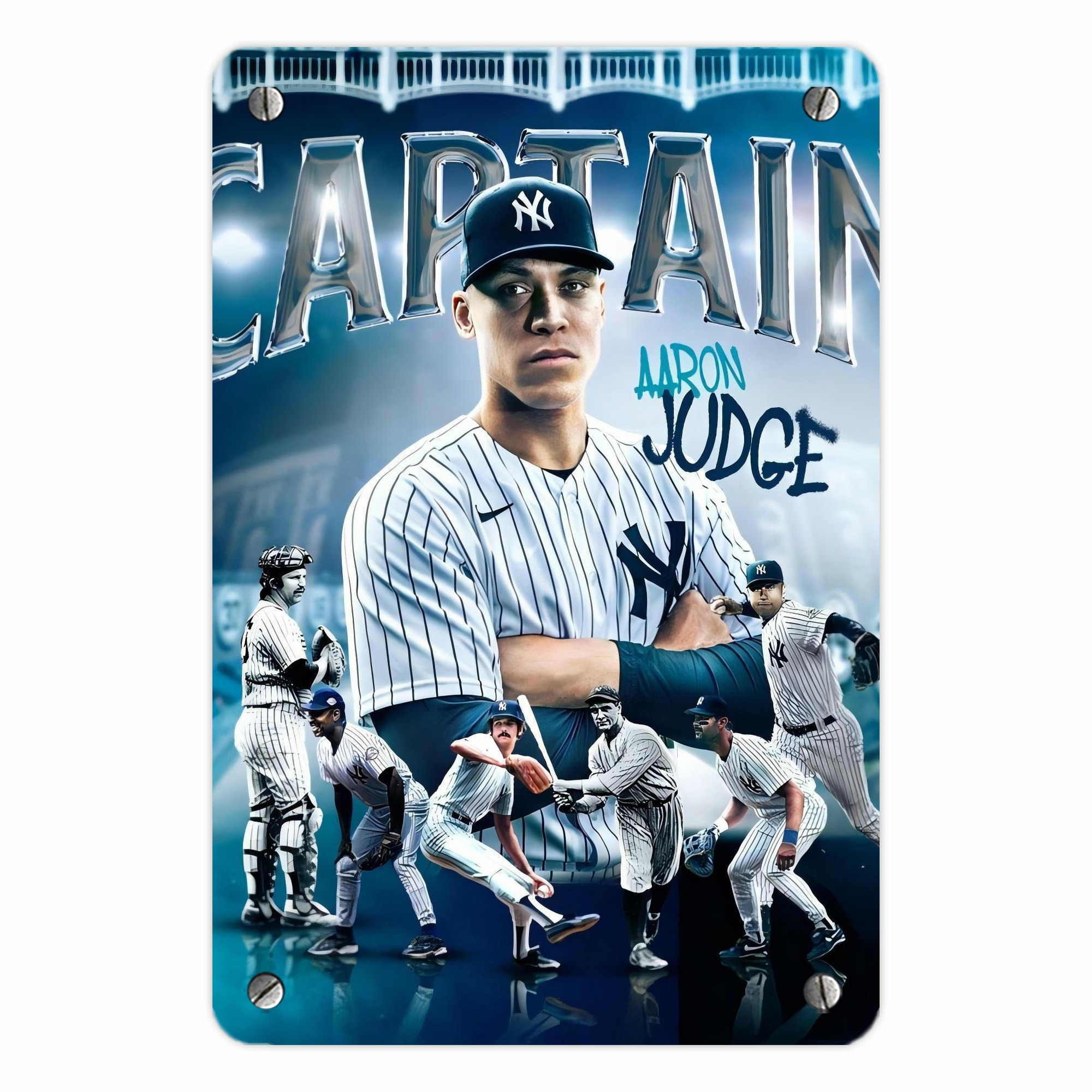 Aaron Judge Yankees Captain Metal Tin Sign 8x12inch - High-Quality Full-Print Decorative Wall Art, Durable Rust-Resistant Metal Plaque For Living Room, Bedroom, Kitchen, Office, Bar Décor