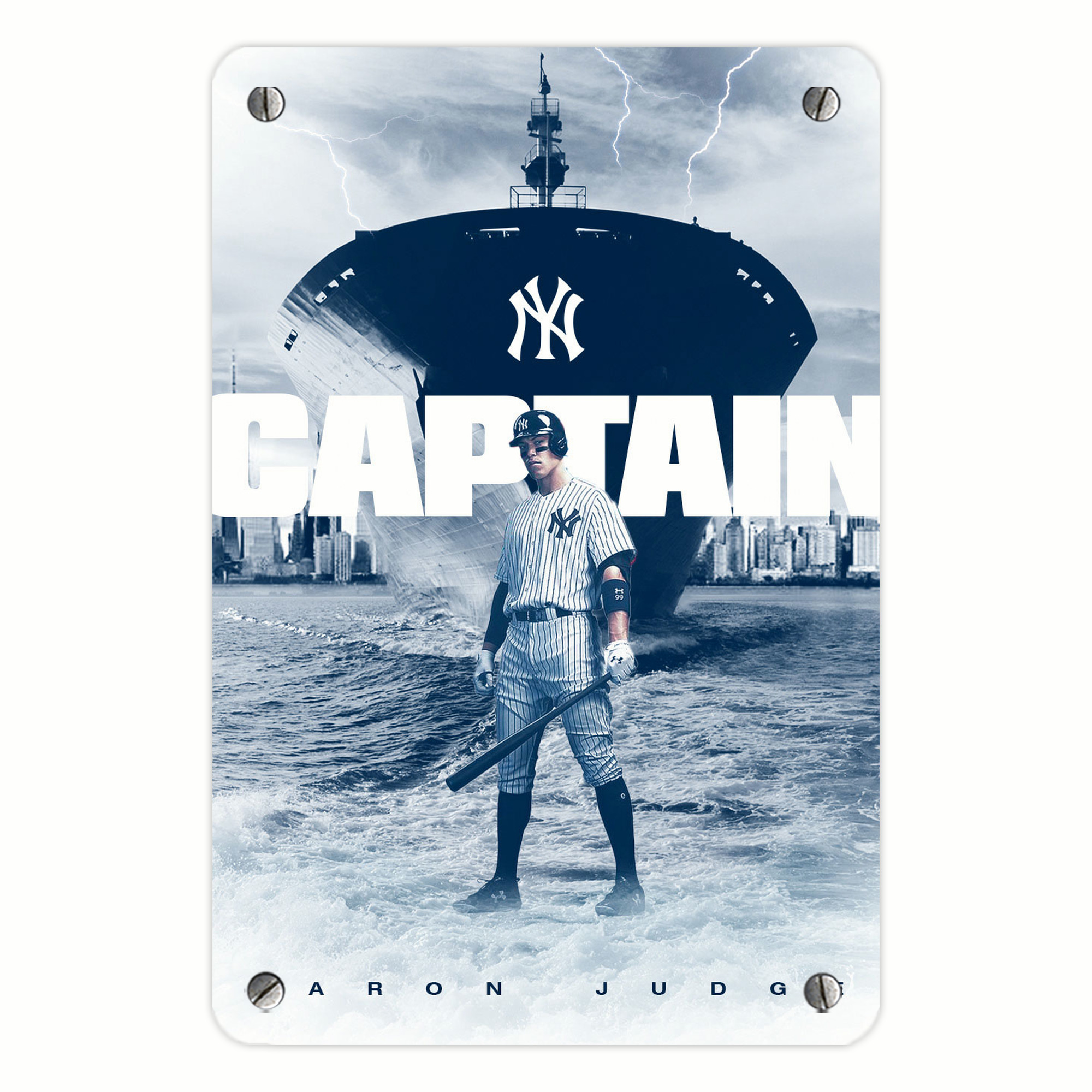 Aaron Judge Yankees Captain Metal Tin Sign 8x12inch - High-Quality Full-Print Decorative Wall Art, Durable Rust-Resistant Metal Plaque For Living Room, Bedroom, Kitchen, Office, Bar Décor