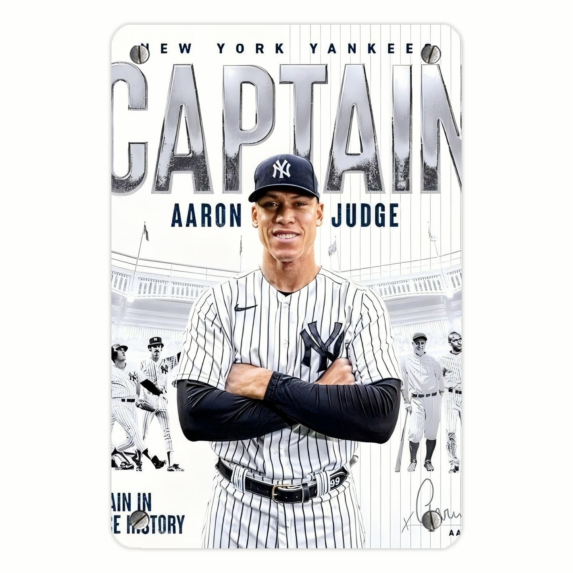 Aaron Judge Yankees Captain Metal Tin Sign 8x12inch - High-Quality Full-Print Decorative Wall Art, Durable Rust-Resistant Metal Plaque For Living Room, Bedroom, Kitchen, Office, Bar Décor