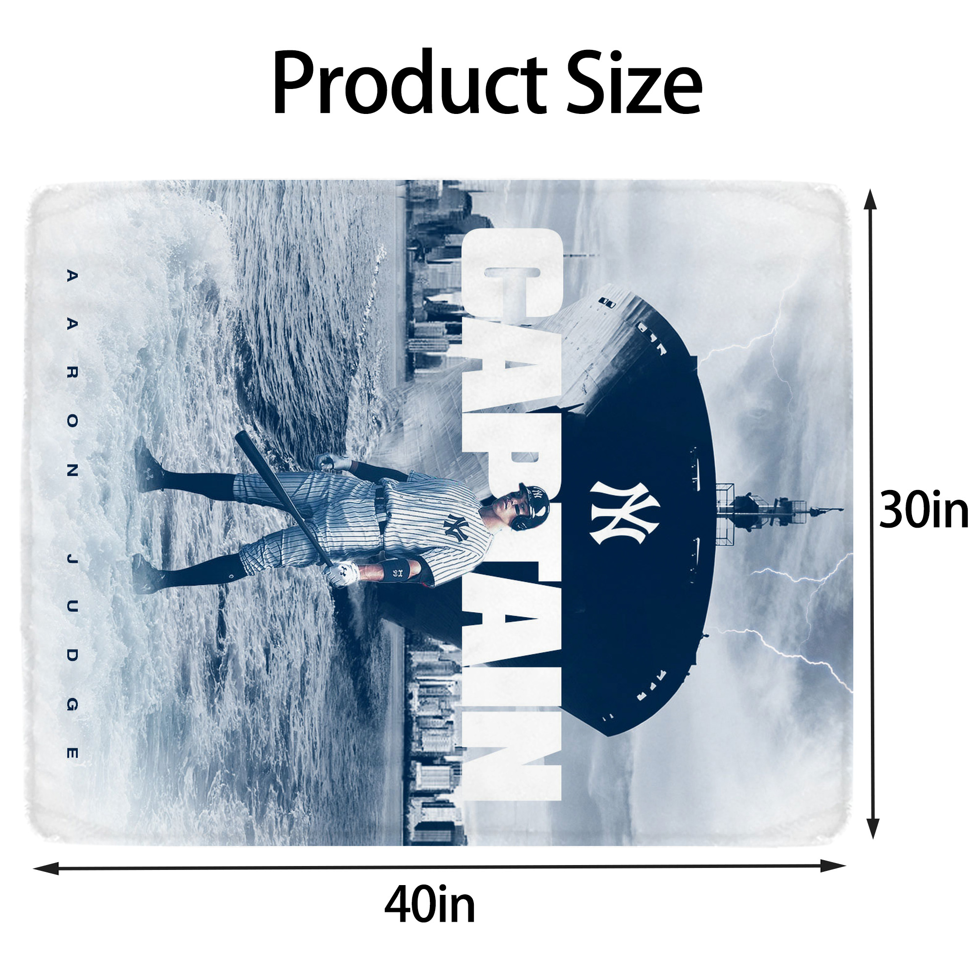 Aaron Judge Yankees Captain Soft Plush Fleece Blanket 30x40 Inch - 300GSM Flannel, Ultra Soft & Warm, Lightweight & Durable, Perfect For Kids, Adults, Couch, Bed, Camping, Travel, Gift For Family & Friends