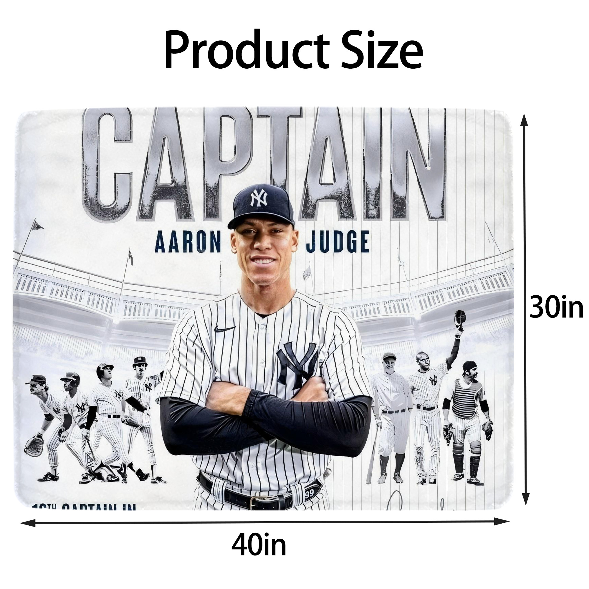 Aaron Judge Yankees Captain Soft Plush Fleece Blanket 30x40 Inch - 300GSM Flannel, Ultra Soft & Warm, Lightweight & Durable, Perfect For Kids, Adults, Couch, Bed, Camping, Travel, Gift For Family & Friends
