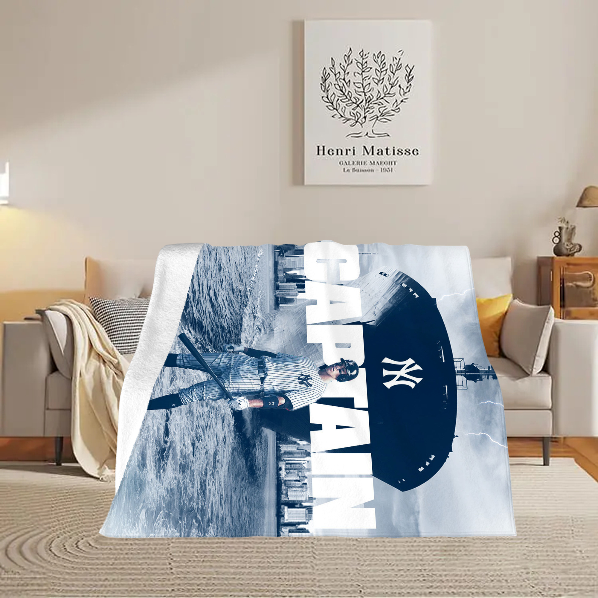Aaron Judge Yankees Captain Soft Fleece Throw Blanket 50 X 60 Inch – Super Soft, Lightweight, And Durable – Perfect For Sofa, Bed, Camping, And More – Ideal Gift For Family And Friends