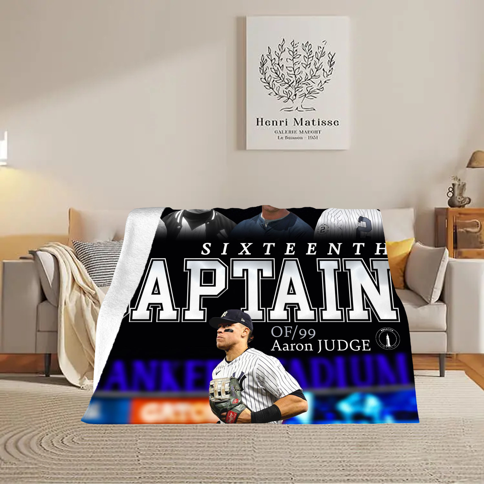 Aaron Judge Yankees Captain Soft Fleece Throw Blanket 60 X 80 Inch – Super Soft, Lightweight, And Durable – Perfect For Sofa, Bed, Camping, And More – Ideal Gift For Family And Friends