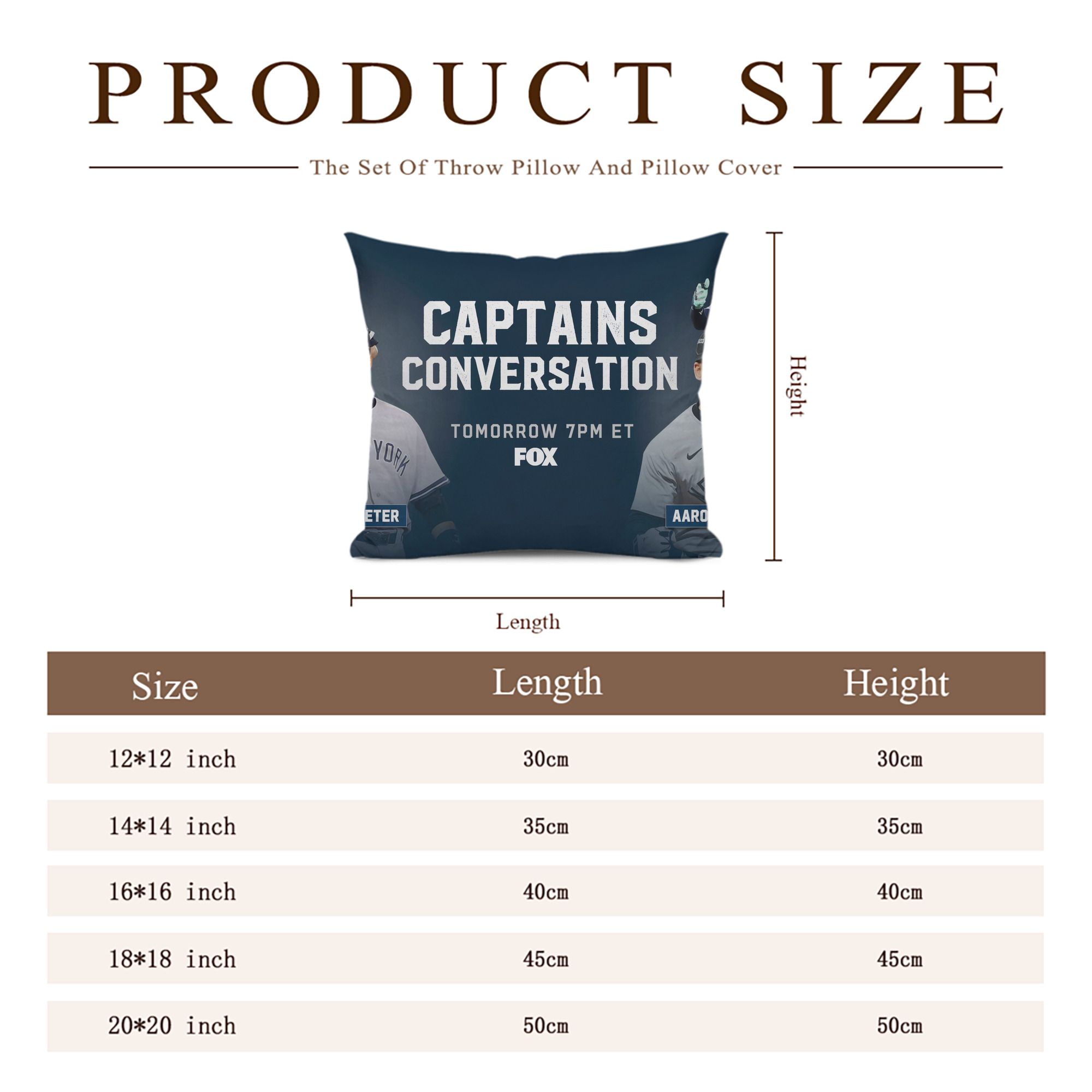 Aaron Judge Yankees Captain Soft Polyester Pillow Cover With Insert – Double-Sided Design, Invisible Zipper, Durable & Breathable – Easy Care Cushion Set