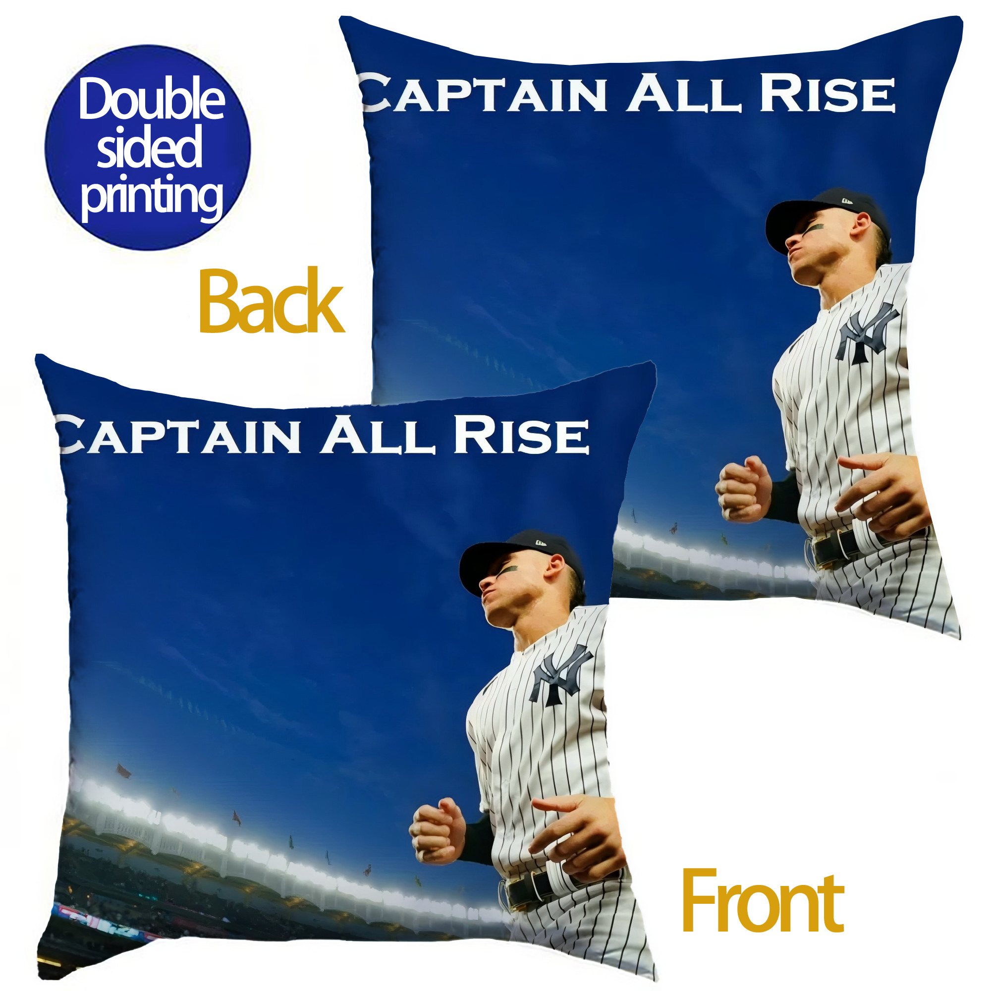 Aaron Judge Yankees Captain Soft Polyester Pillow Cover With Insert – Double-Sided Design, Invisible Zipper, Durable & Breathable – Easy Care Cushion Set