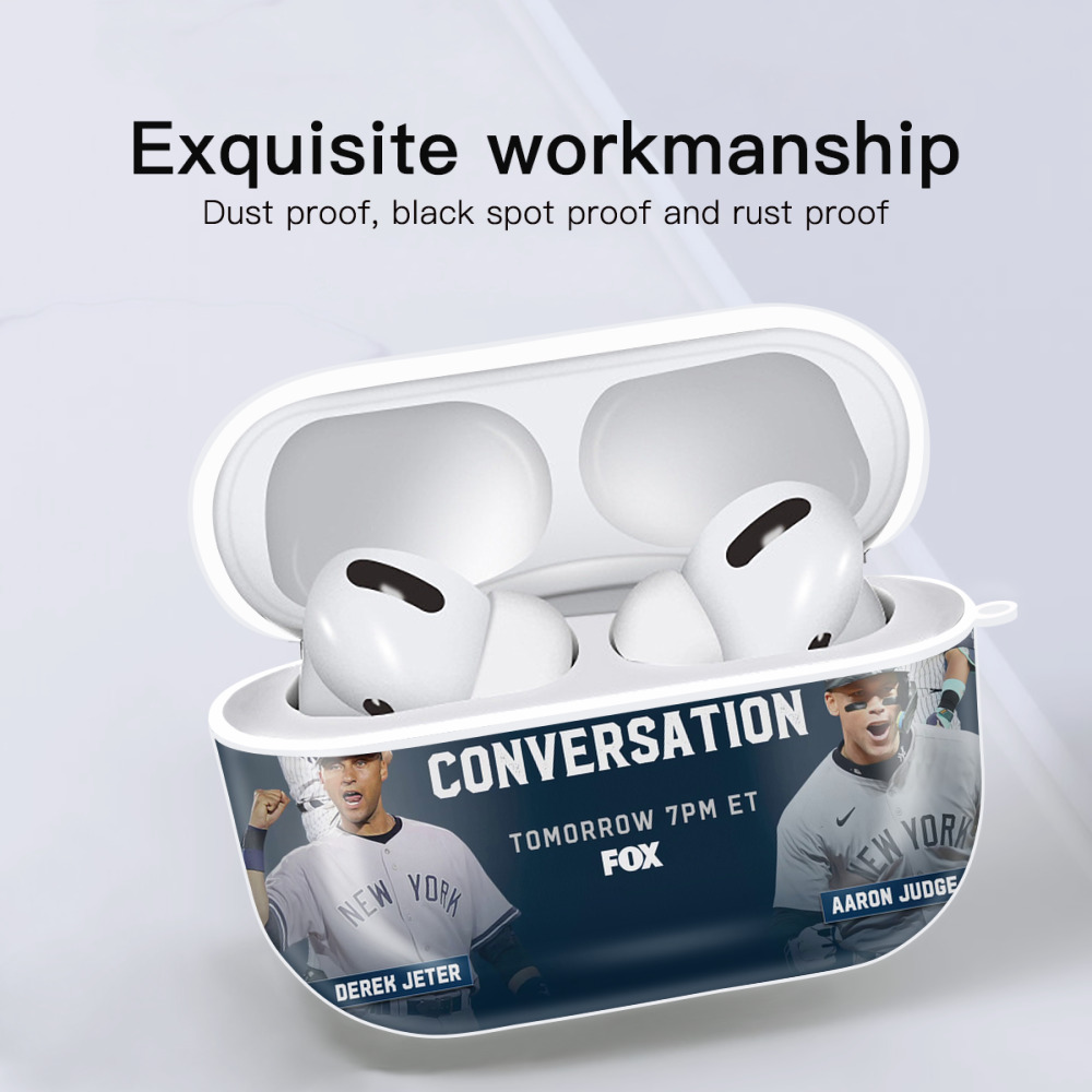 Aaron Judge Yankees Captain AirPods Pro Hard Case White With Keychain, Durable Flexible PC, Precise Cutouts, Anti-Fingerprint, Yellowing & Scratch Resistant, Full Protection, Washable