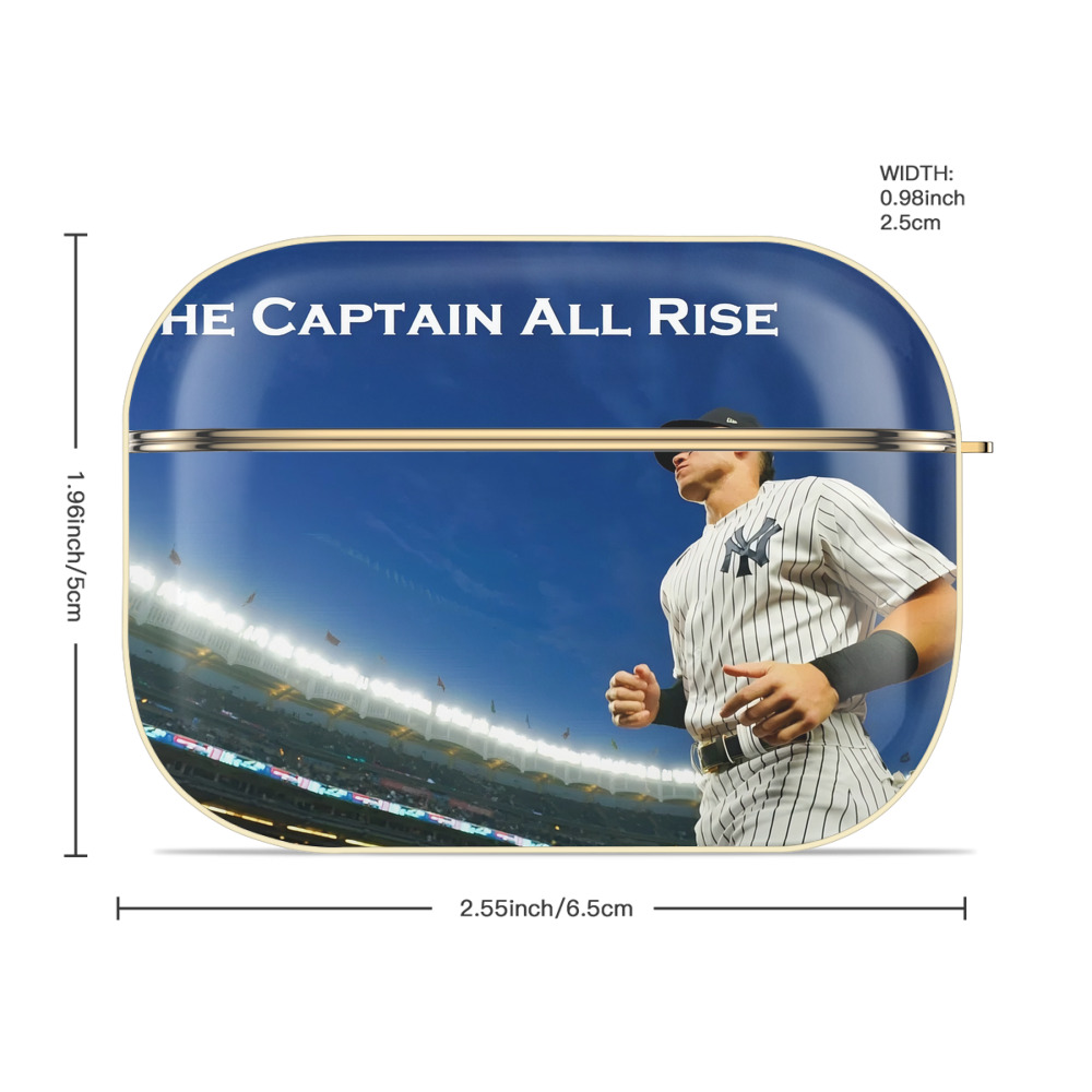 Aaron Judge Yankees Captain Luxury Gold AirPods Pro Case With Keychain, Flexible PC Material, Full Protection, Precise Cutouts, Anti-Fingerprint, Washable, Durable Design