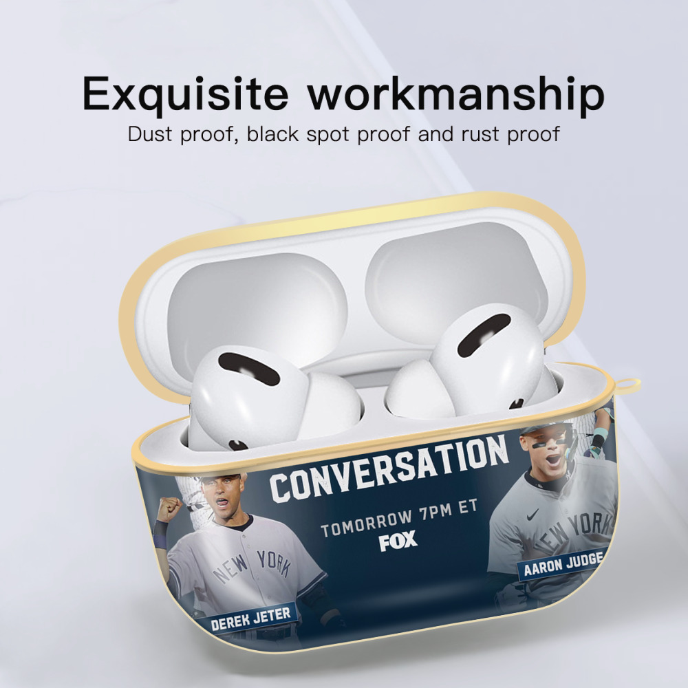 Aaron Judge Yankees Captain Luxury Gold AirPods Pro Case With Keychain, Flexible PC Material, Full Protection, Precise Cutouts, Anti-Fingerprint, Washable, Durable Design