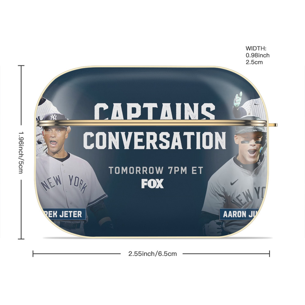Aaron Judge Yankees Captain Luxury Gold AirPods Pro Case With Keychain, Flexible PC Material, Full Protection, Precise Cutouts, Anti-Fingerprint, Washable, Durable Design