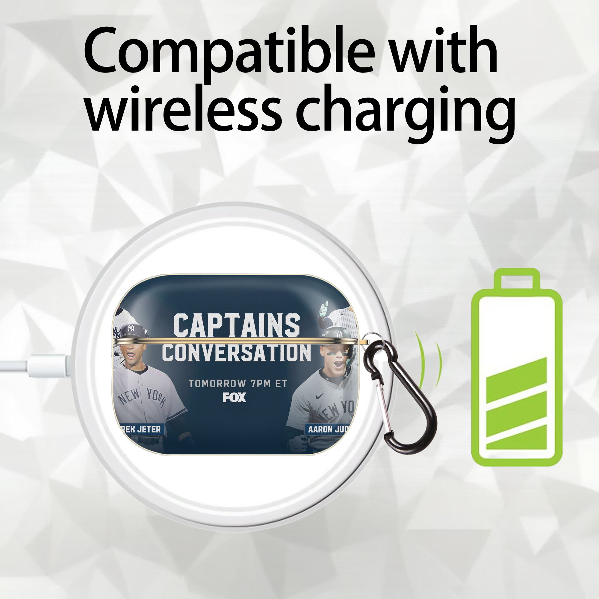 Aaron Judge Yankees Captain Luxury Gold AirPods Pro Case With Keychain, Flexible PC Material, Full Protection, Precise Cutouts, Anti-Fingerprint, Washable, Durable Design