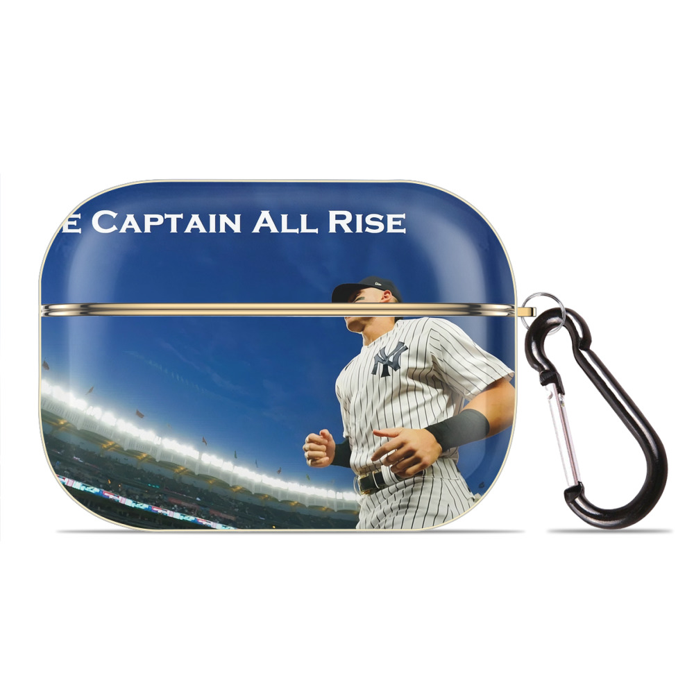 Aaron Judge Yankees Captain Luxury Gold AirPods Pro Case With Keychain, Flexible PC Material, Full Protection, Precise Cutouts, Anti-Fingerprint, Washable, Durable Design