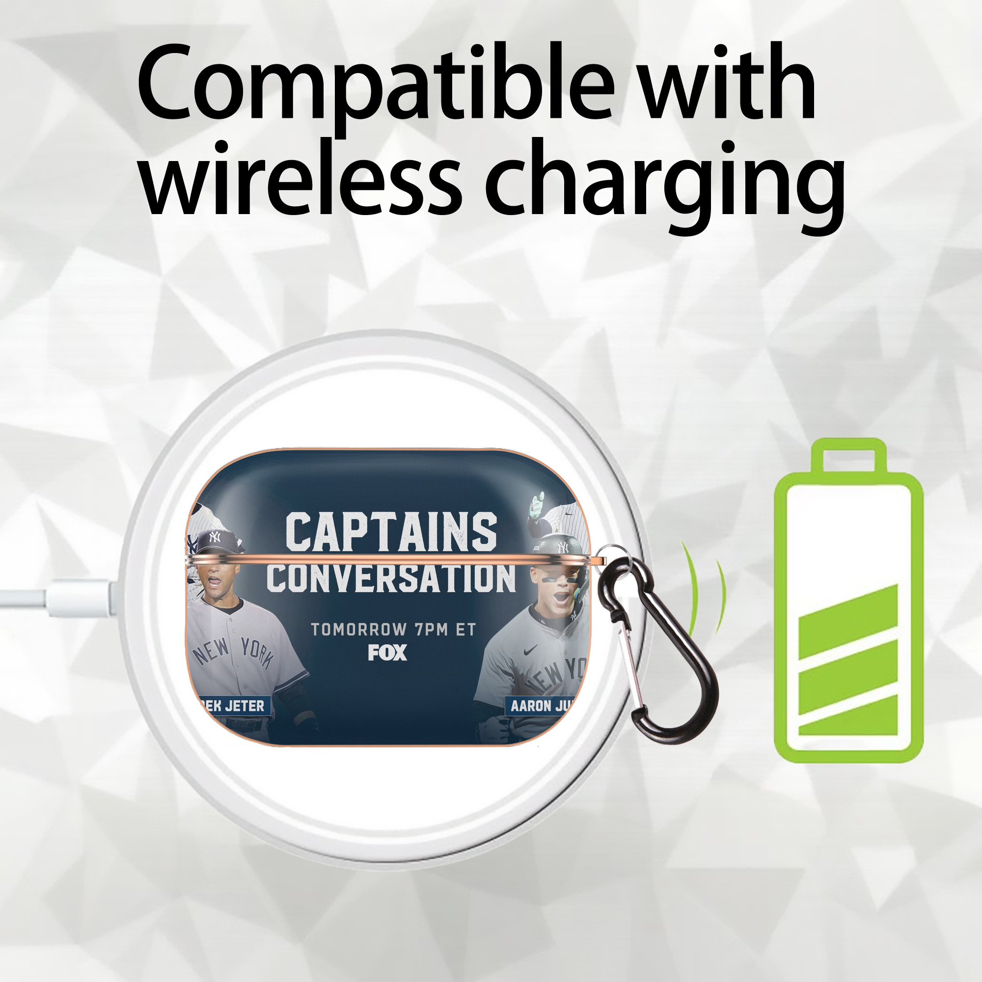 Aaron Judge Yankees Captain AirPods Pro Protective Case Rose Gold, Flexible PC Material, Precise Fit, Anti-Slip Cover, Full Protection, Fingerprint Resistant, Washable With Keychain