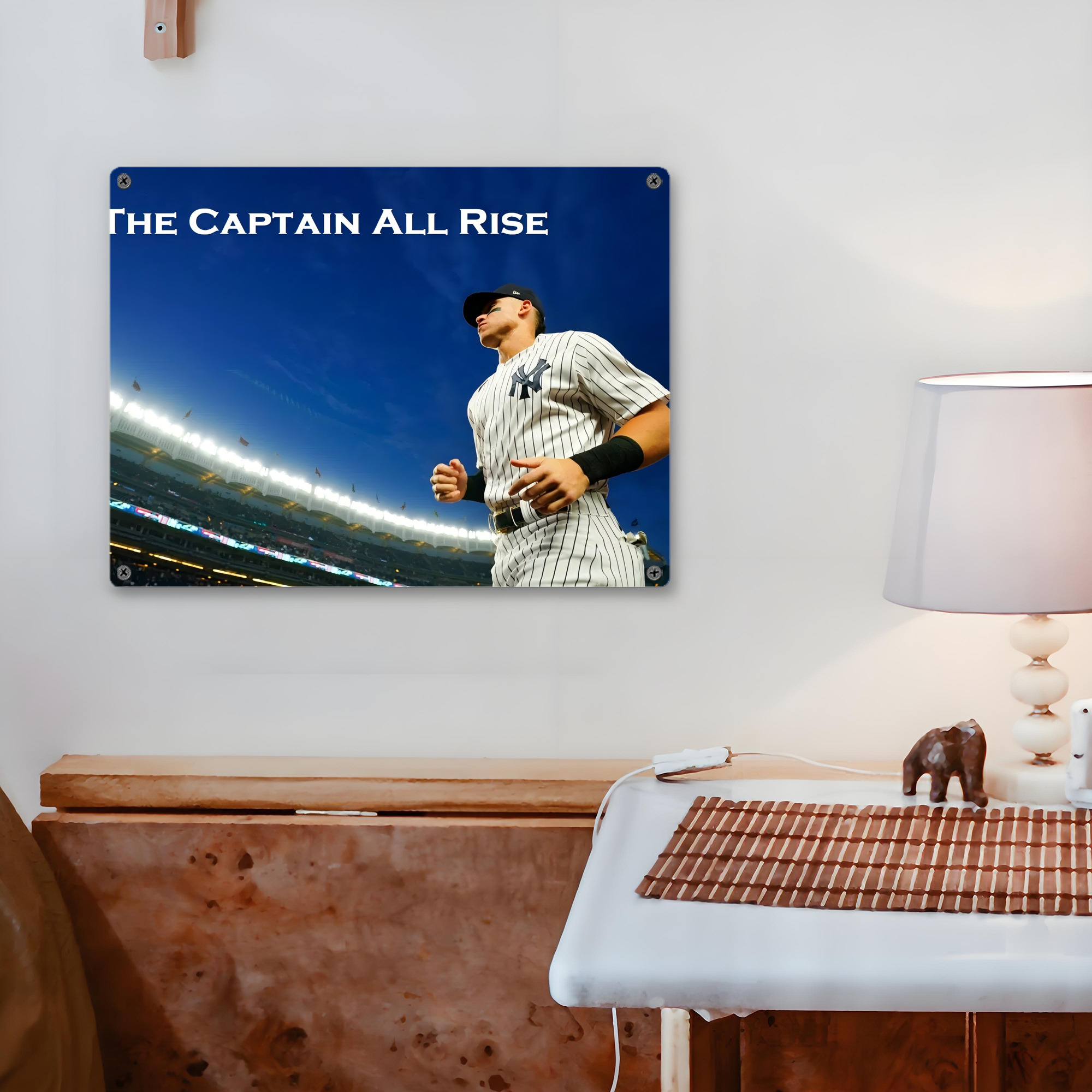 Aaron Judge Yankees Captain Vintage Metal Tin Sign 16x12 – Full-Print Iron Wall Decor – Durable, Fade-Resistant – Easy To Hang – Ideal For Home, Bar, Kitchen & Office Decor