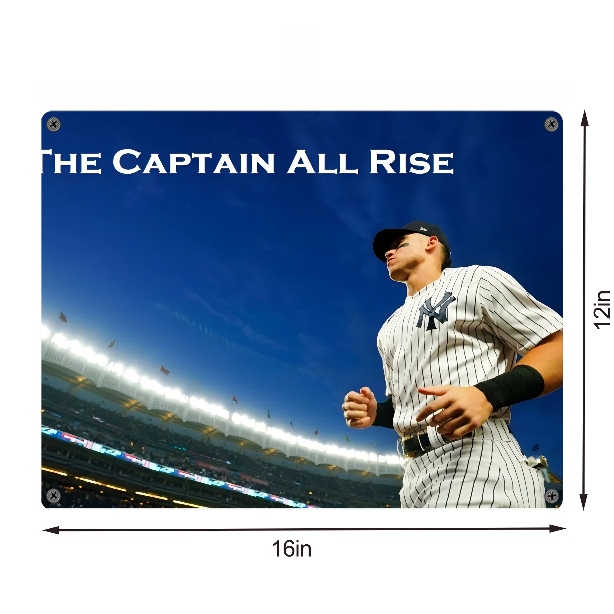 Aaron Judge Yankees Captain Vintage Metal Tin Sign 16x12 – Full-Print Iron Wall Decor – Durable, Fade-Resistant – Easy To Hang – Ideal For Home, Bar, Kitchen & Office Decor