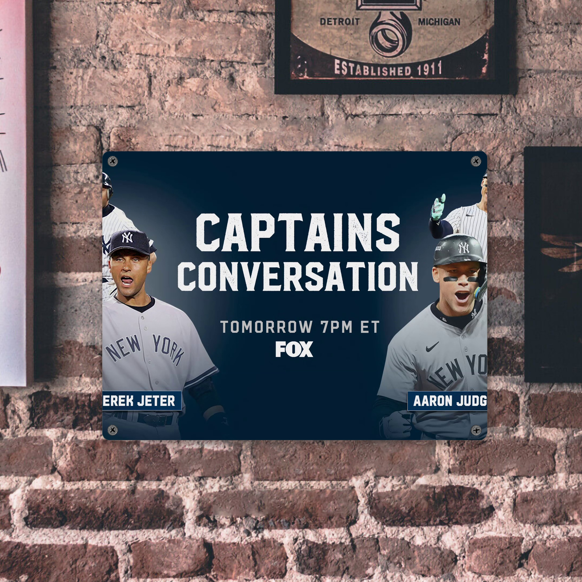 Aaron Judge Yankees Captain Vintage Metal Tin Sign 16x12 – Full-Print Iron Wall Decor – Durable, Fade-Resistant – Easy To Hang – Ideal For Home, Bar, Kitchen & Office Decor