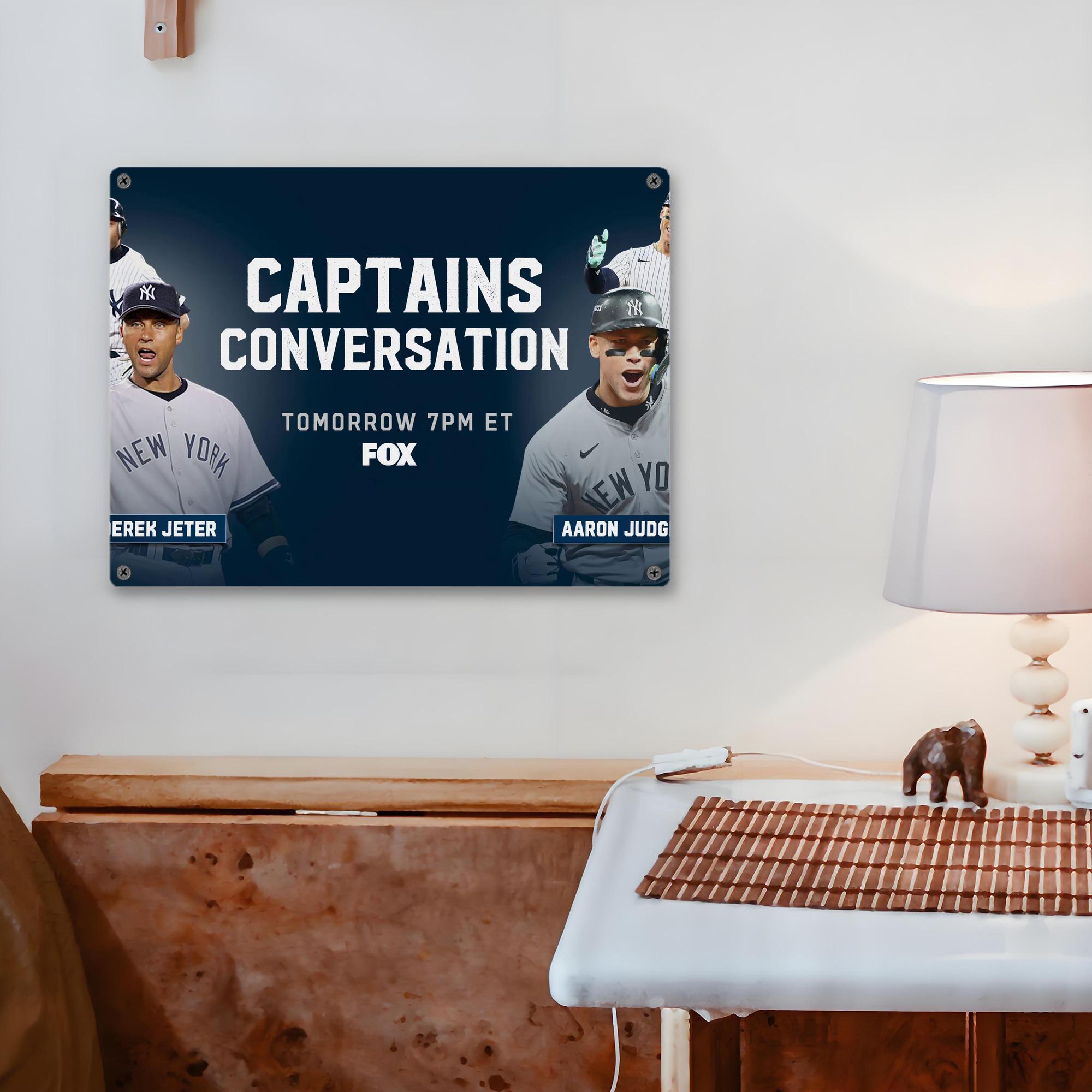 Aaron Judge Yankees Captain Vintage Metal Tin Sign 16x12 – Full-Print Iron Wall Decor – Durable, Fade-Resistant – Easy To Hang – Ideal For Home, Bar, Kitchen & Office Decor