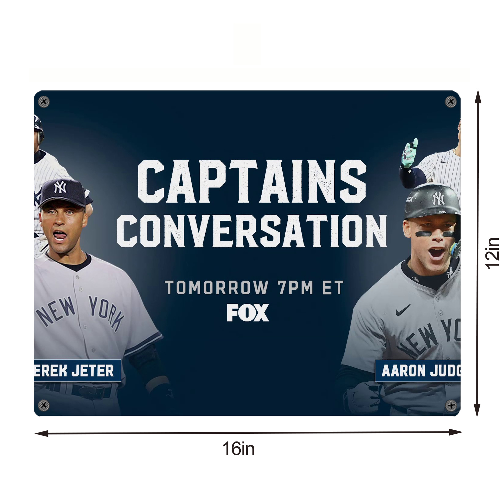 Aaron Judge Yankees Captain Vintage Metal Tin Sign 16x12 – Full-Print Iron Wall Decor – Durable, Fade-Resistant – Easy To Hang – Ideal For Home, Bar, Kitchen & Office Decor