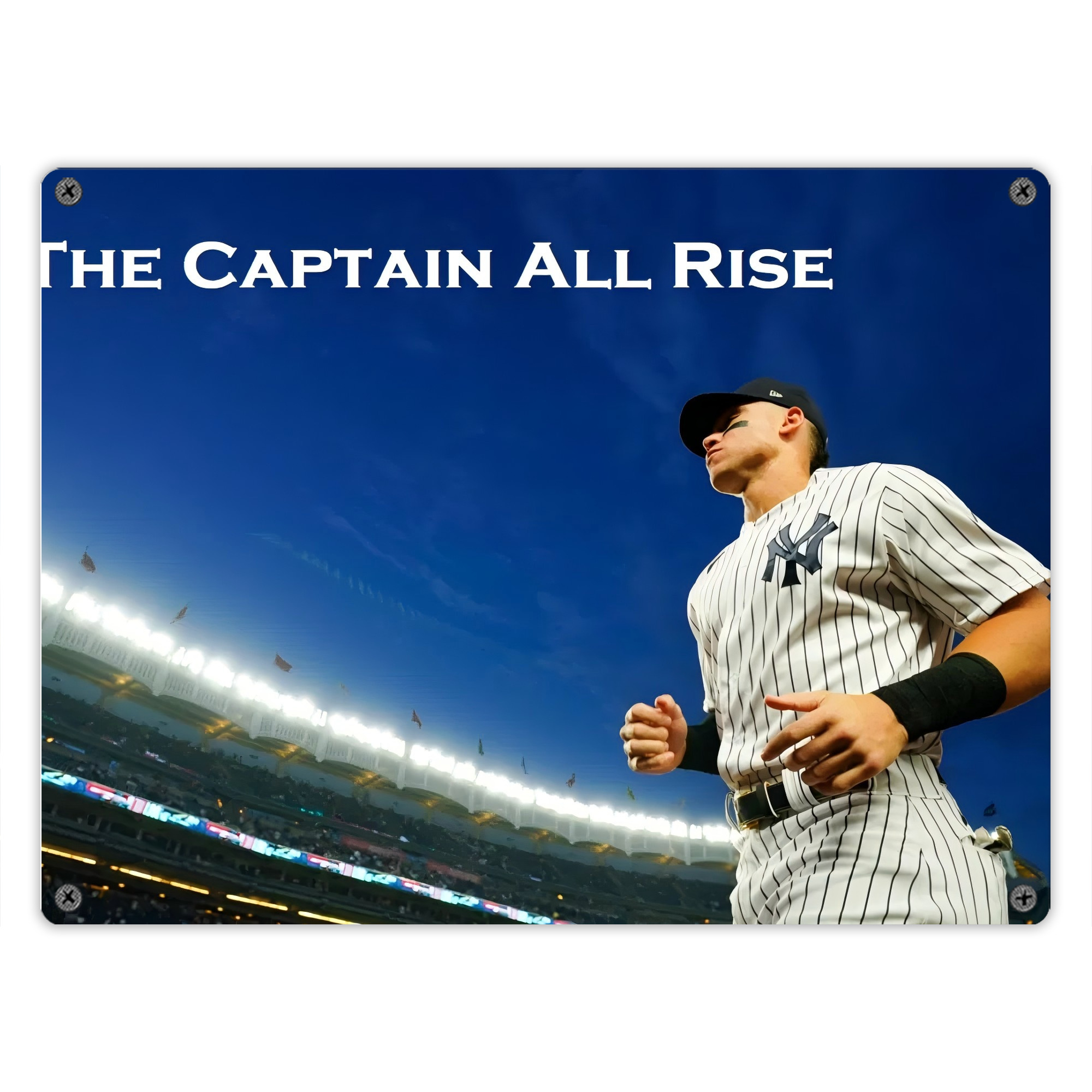 Aaron Judge Yankees Captain Vintage Metal Tin Sign 16x12 – Full-Print Iron Wall Decor – Durable, Fade-Resistant – Easy To Hang – Ideal For Home, Bar, Kitchen & Office Decor