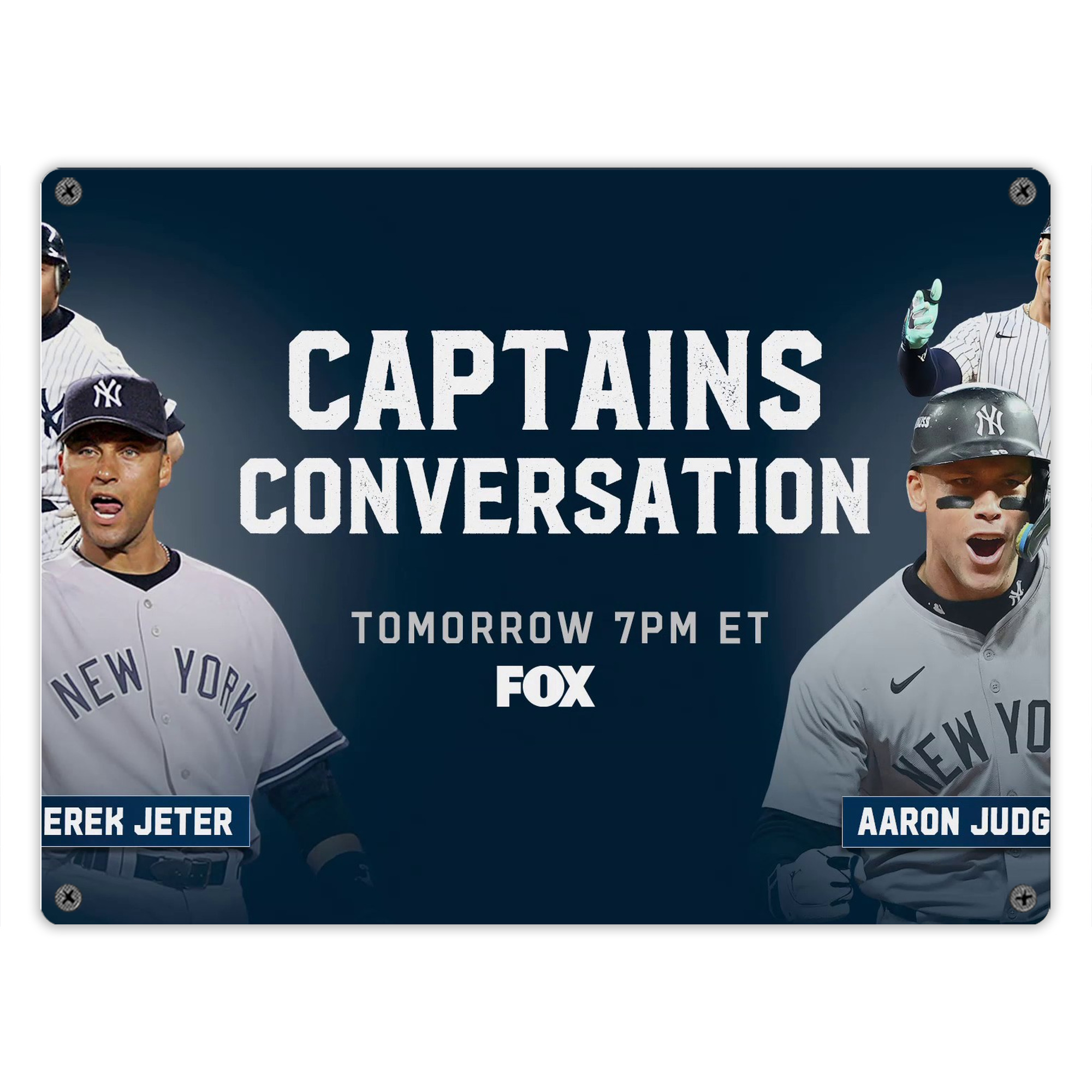 Aaron Judge Yankees Captain Vintage Metal Tin Sign 16x12 – Full-Print Iron Wall Decor – Durable, Fade-Resistant – Easy To Hang – Ideal For Home, Bar, Kitchen & Office Decor