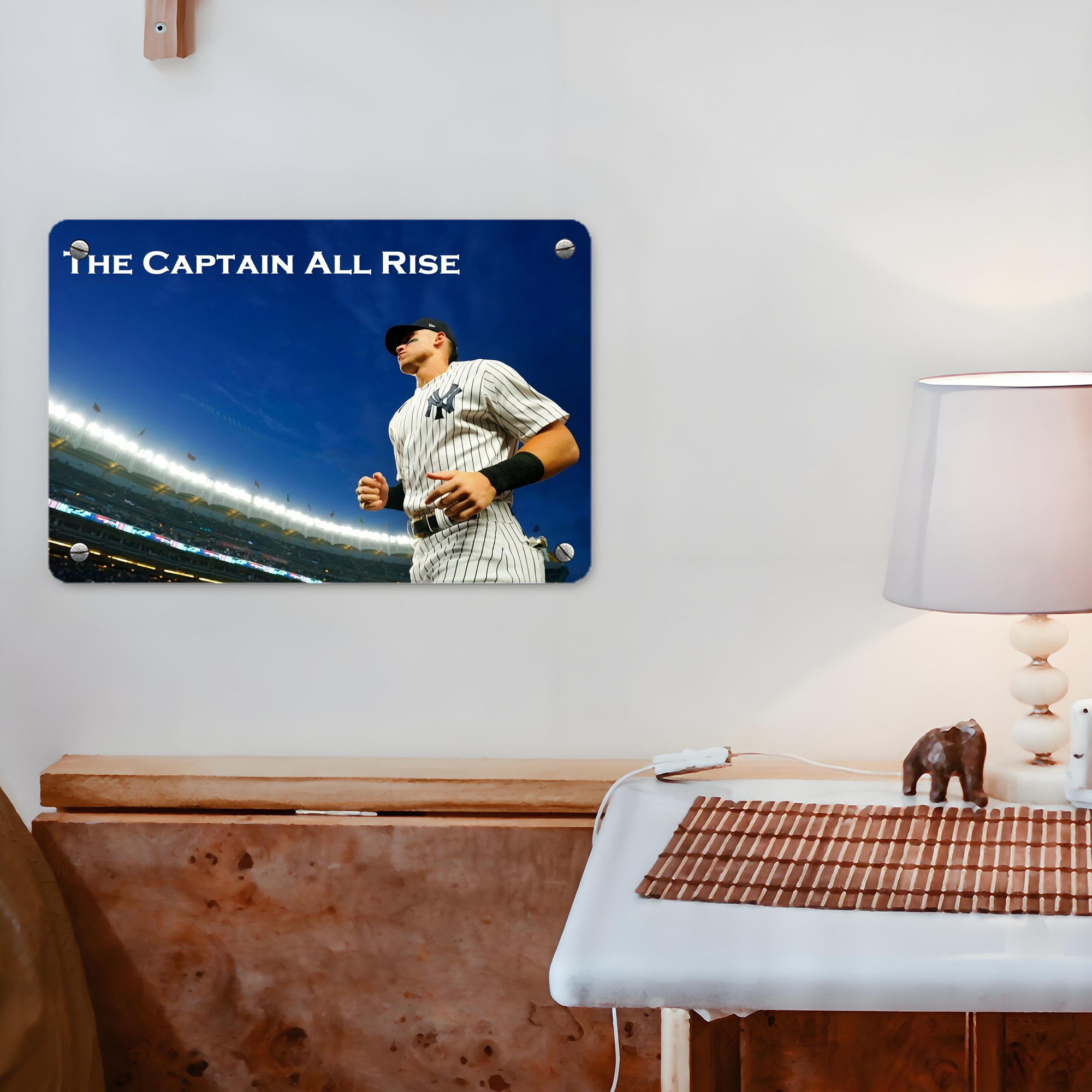 Aaron Judge Yankees Captain Metal Tin Sign 12x8inch - Premium Full-Print Decorative Wall Art, Durable Rust-Resistant Metal Plaque For Living Room, Bedroom, Kitchen, Office, Bar Décor
